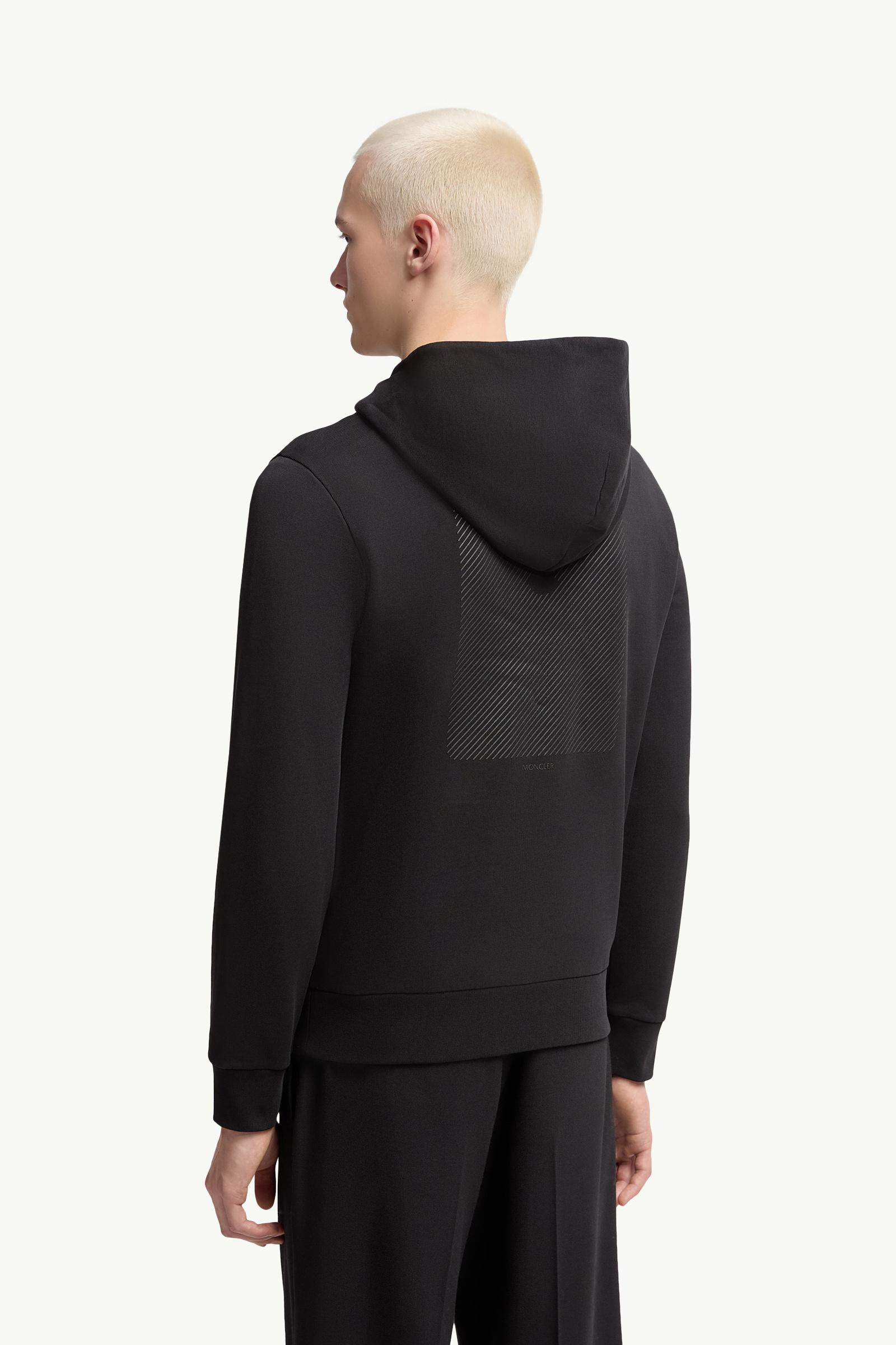 Moncler Tonal Back Logo Cotton Hoodie Black Black