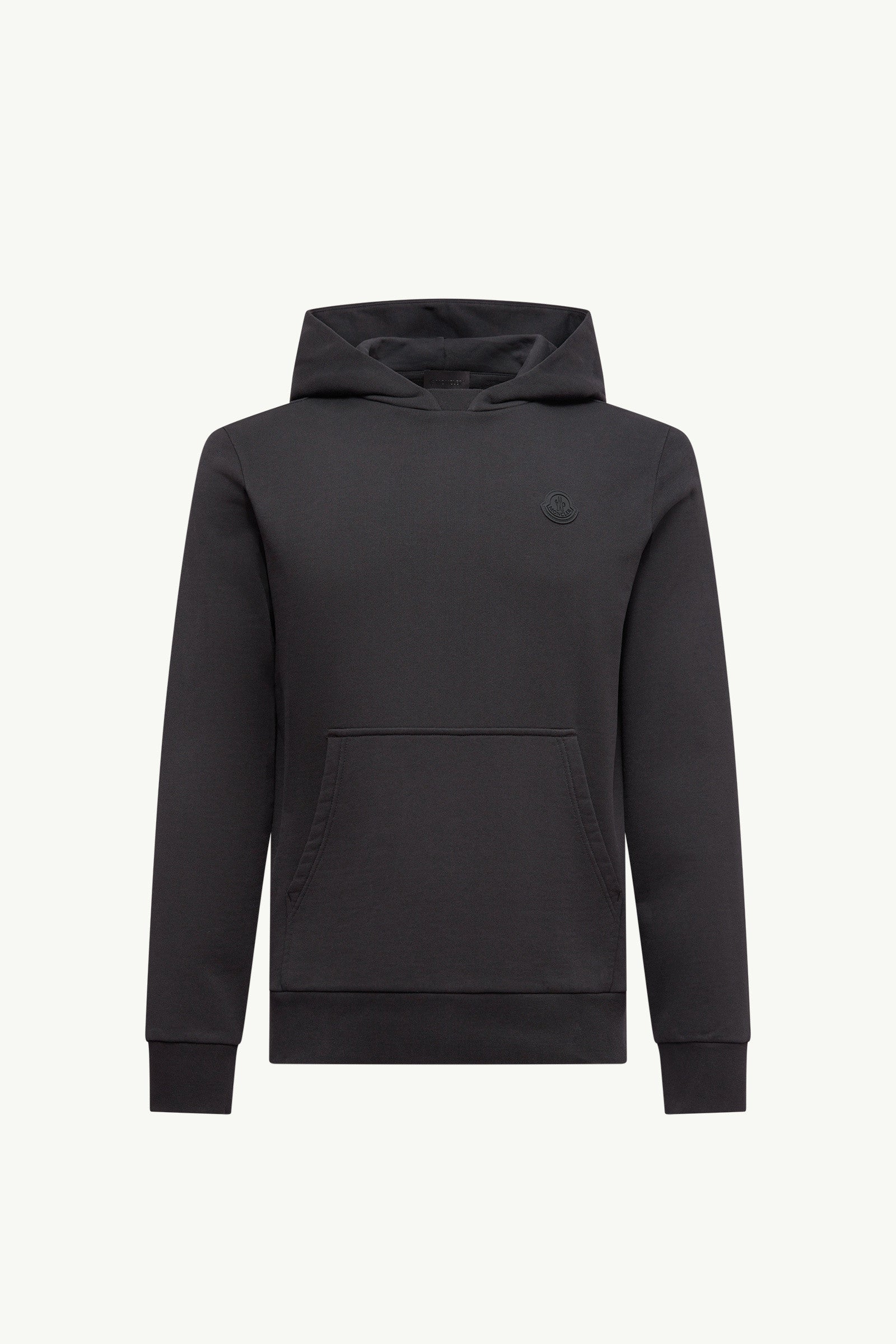 Moncler Tonal Back Logo Cotton Hoodie Black Black
