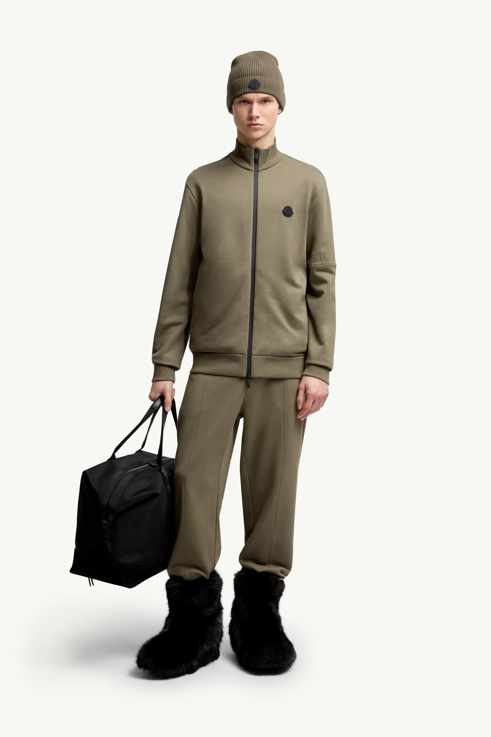 Moncler Cotton Zip-Up Sweatshirt Olive Green Olive Green