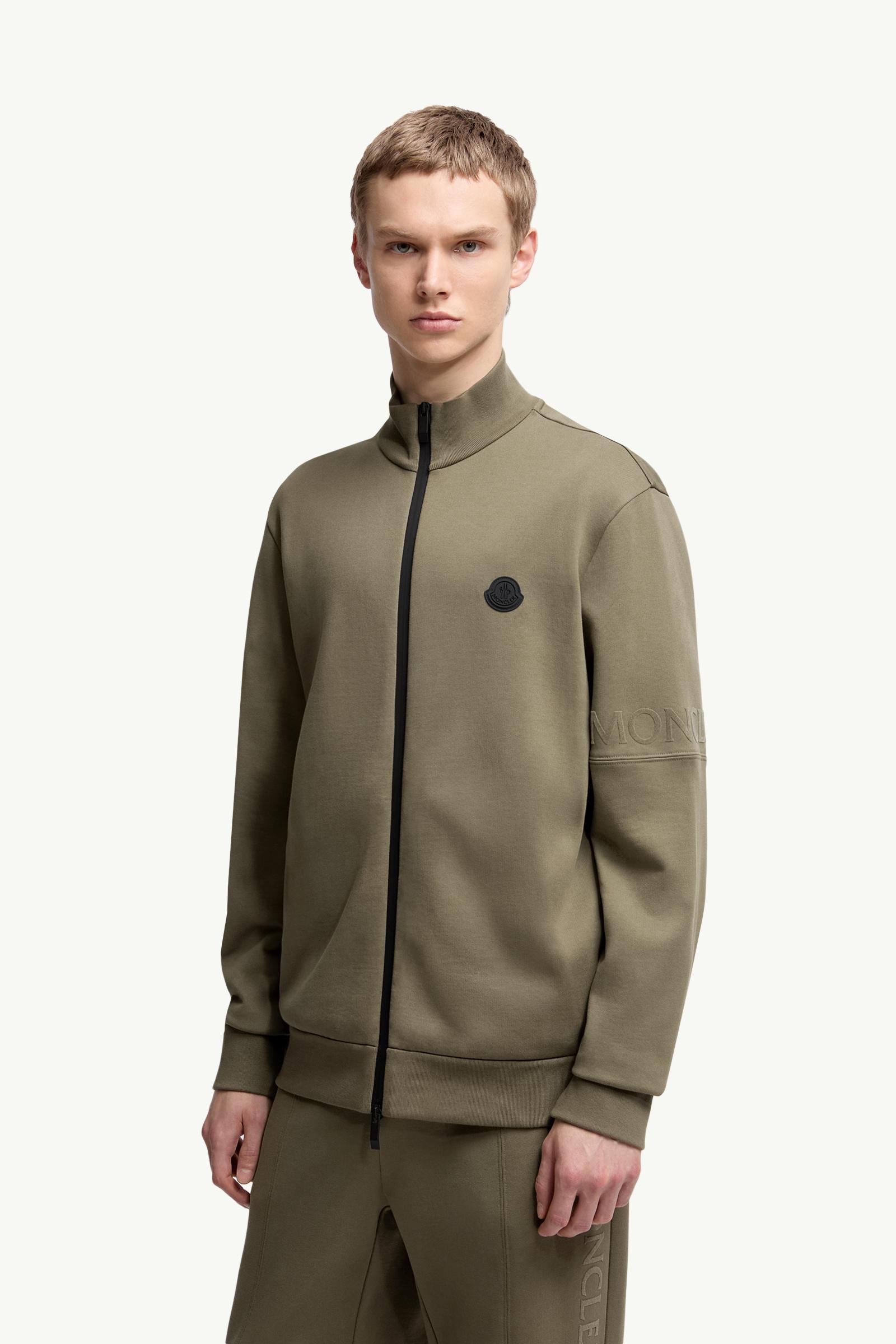 Moncler Cotton Zip-Up Sweatshirt Olive Green Olive Green