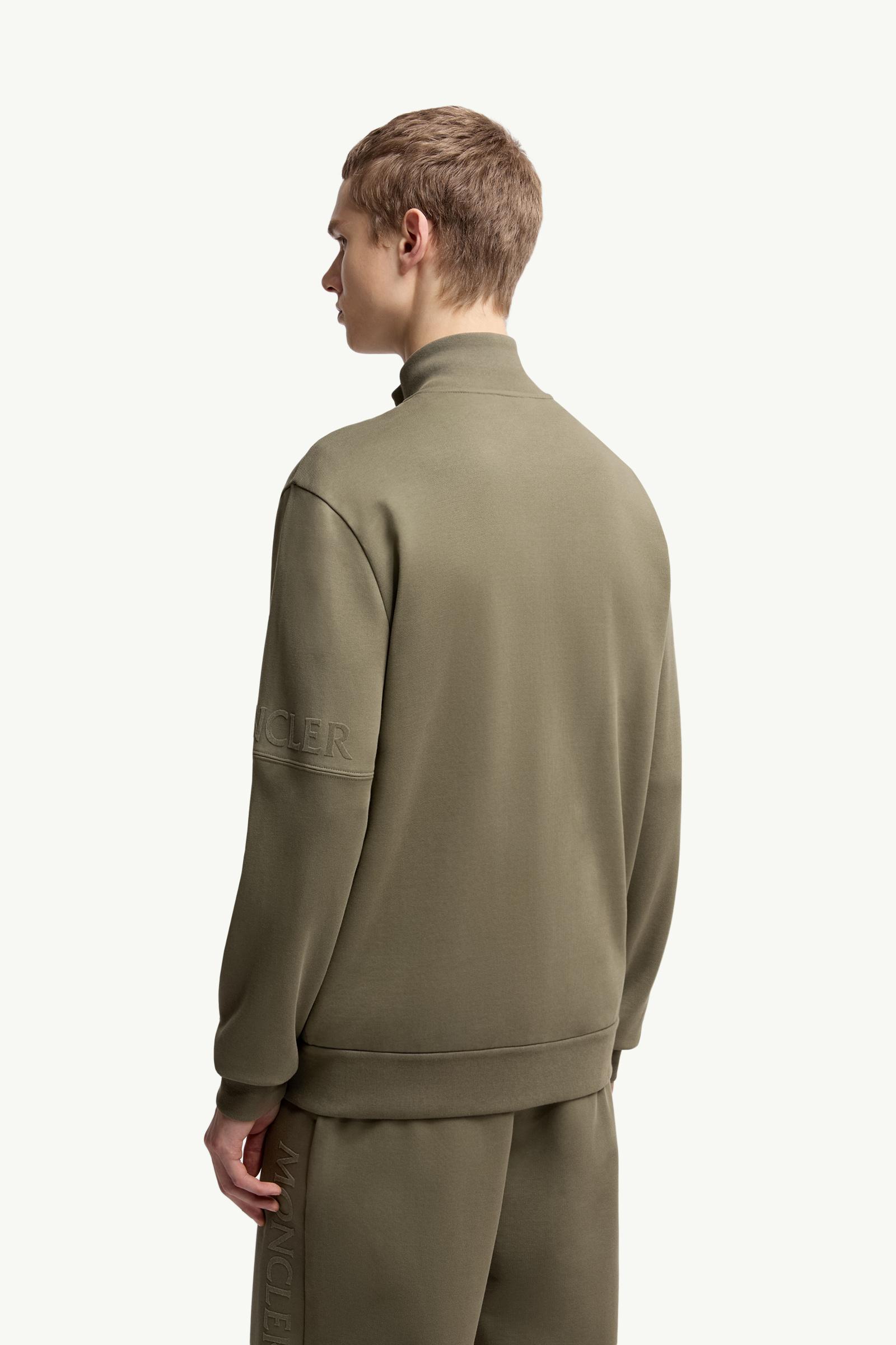 Moncler Cotton Zip-Up Sweatshirt Olive Green Olive Green