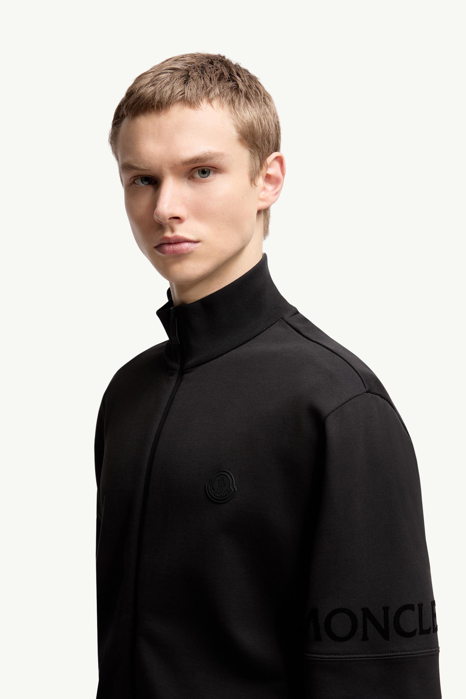 Moncler Cotton Zip-Up Sweatshirt Black Black