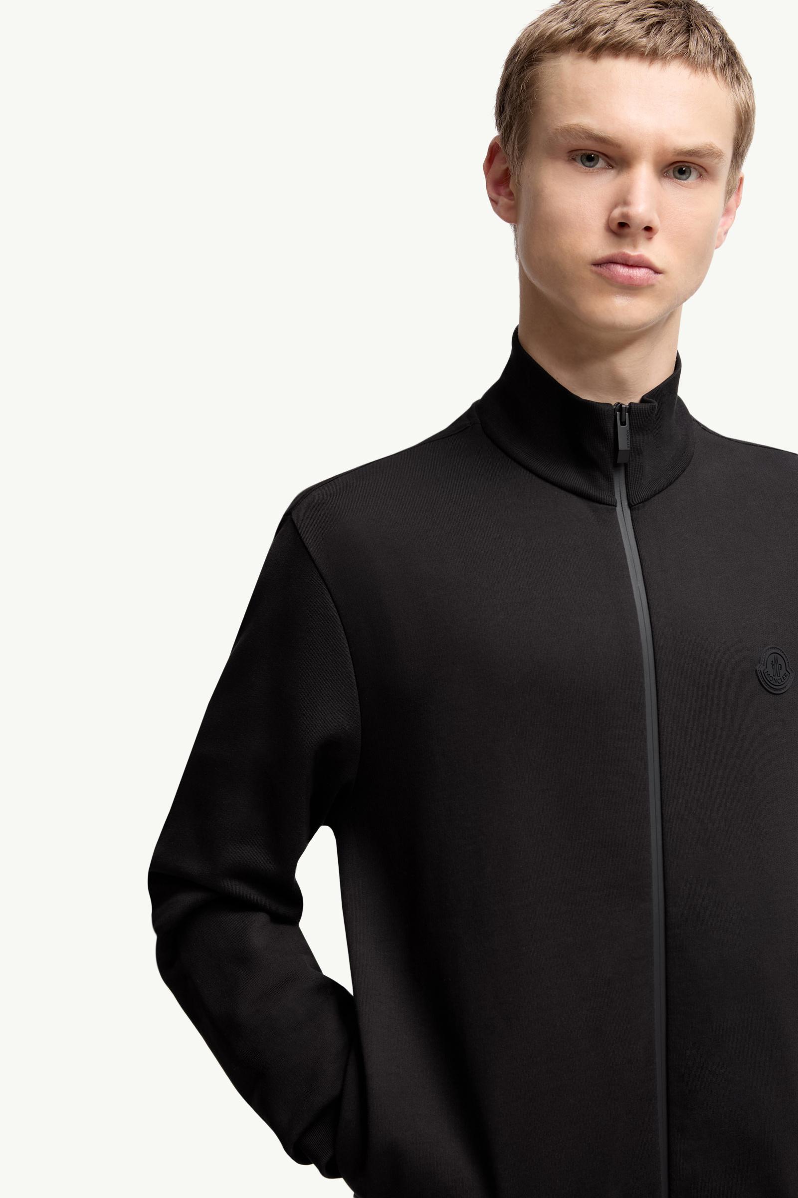 Moncler Cotton Zip-Up Sweatshirt Black Black