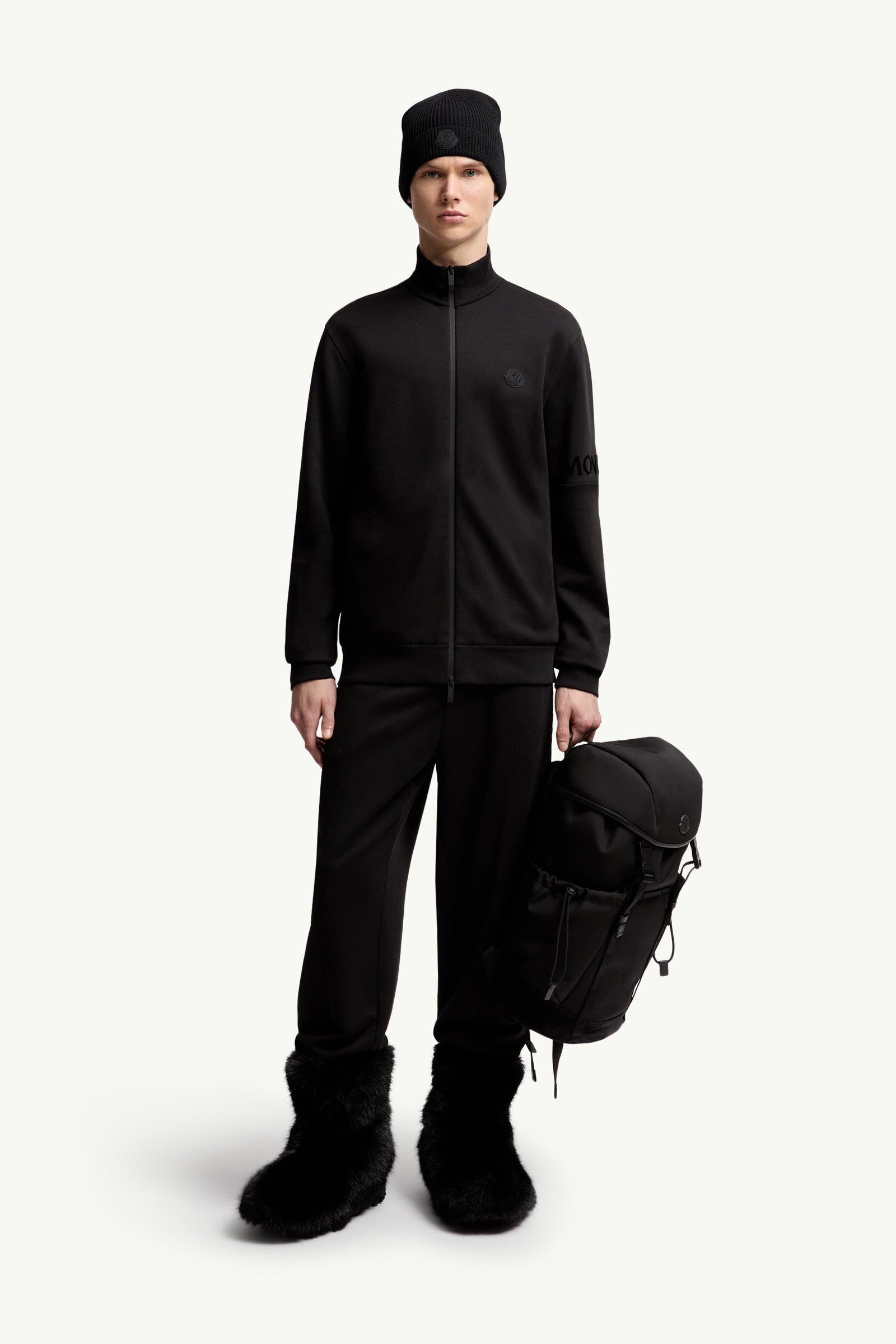 Moncler Cotton Zip-Up Sweatshirt Black Black