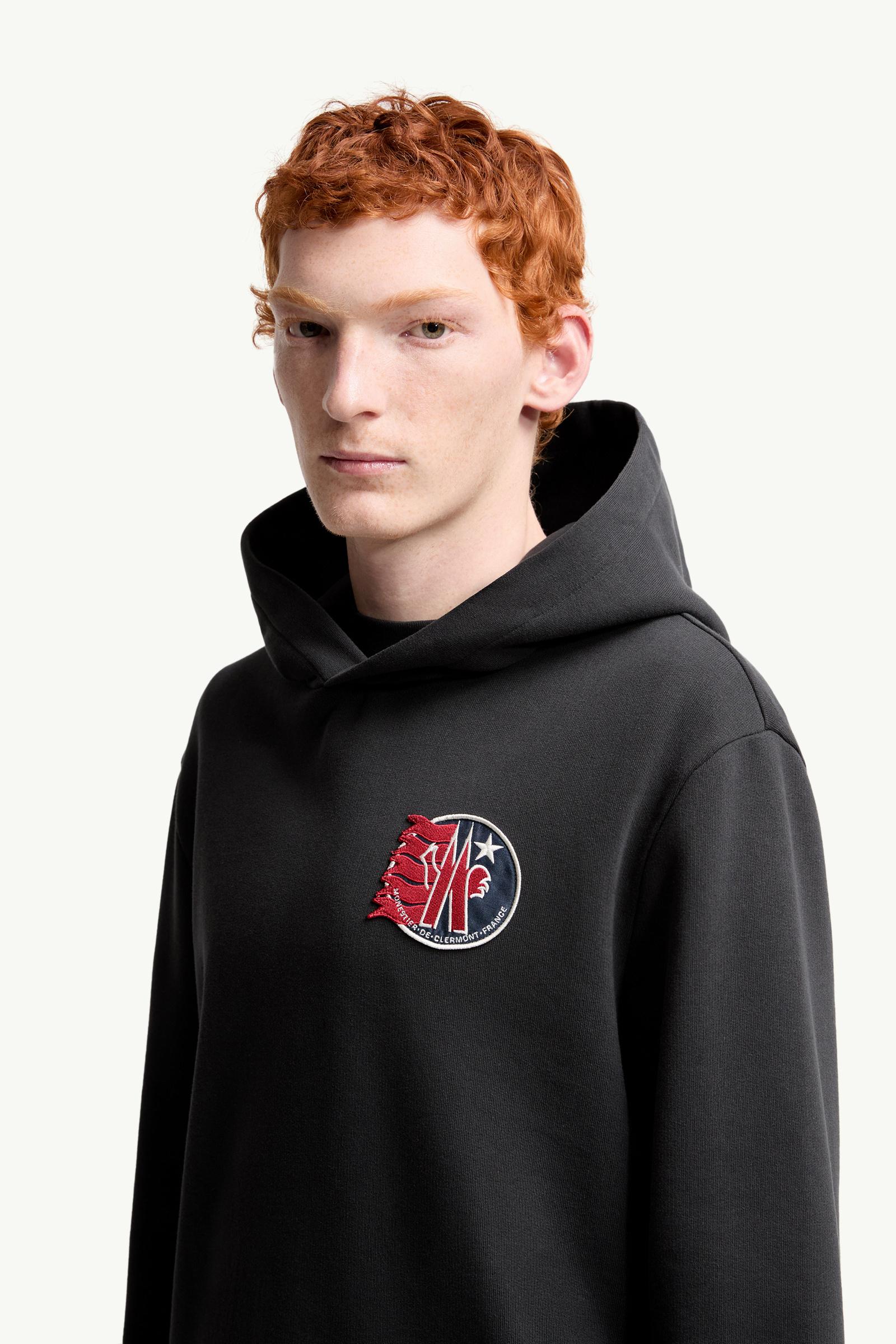 Moncler Star Logo Patch Cotton Hoodie Black Black