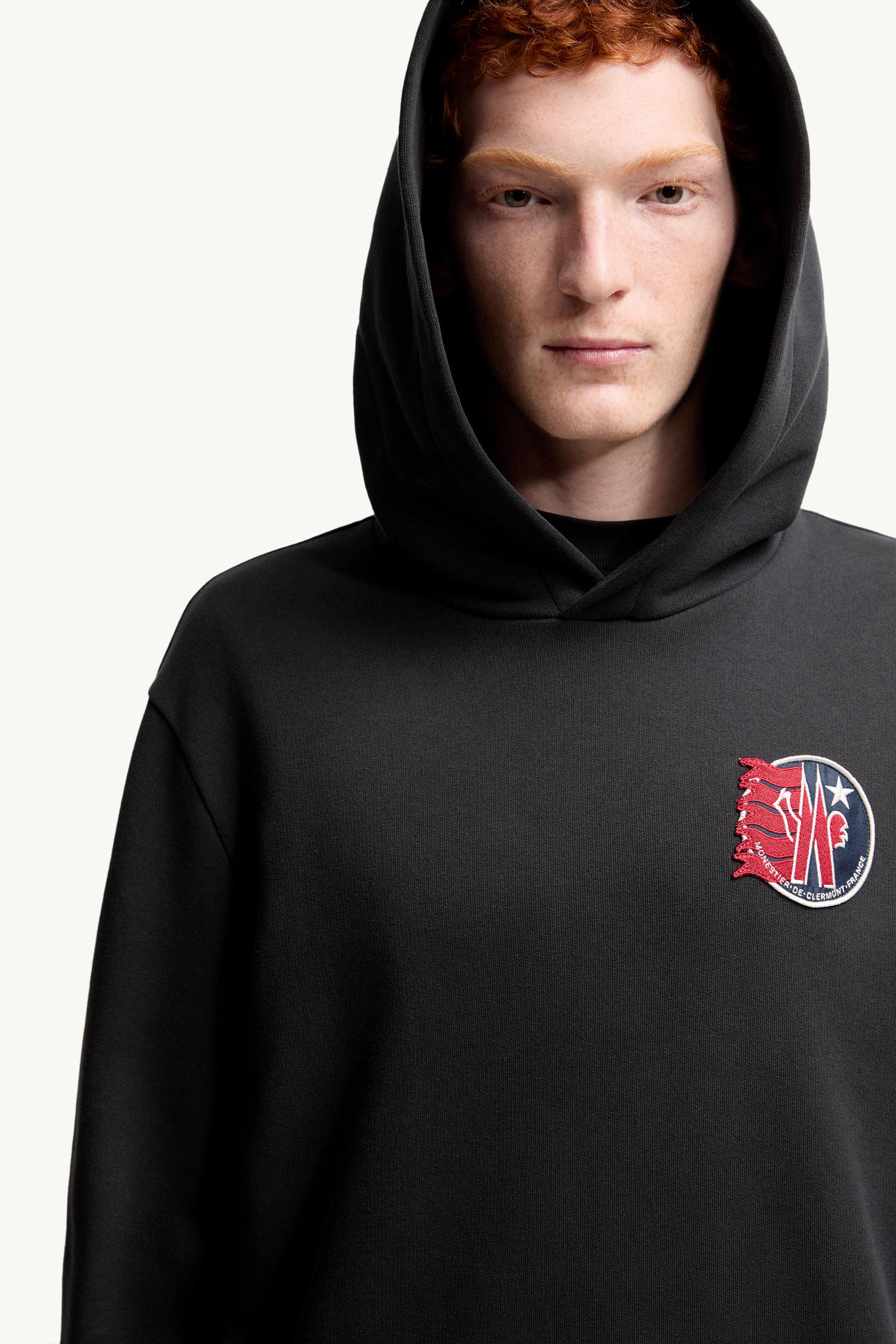 Moncler Star Logo Patch Cotton Hoodie Black Black