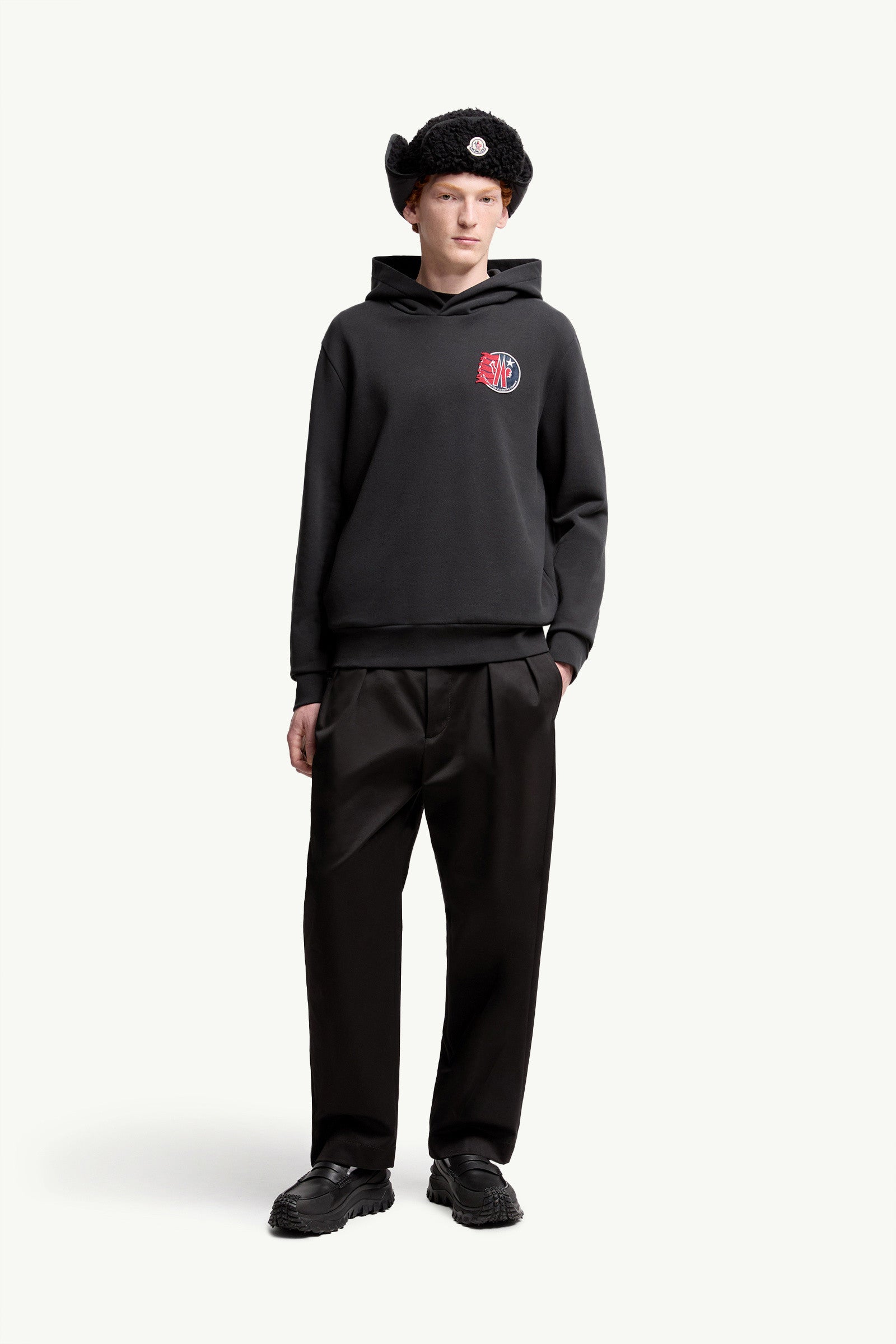 Moncler Star Logo Patch Cotton Hoodie Black Black