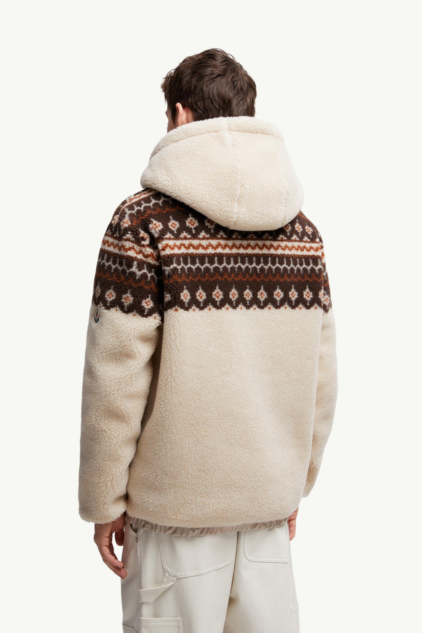 Moncler Geometric Jacquard Wool Blend Hoodie Multicolour Multicolour