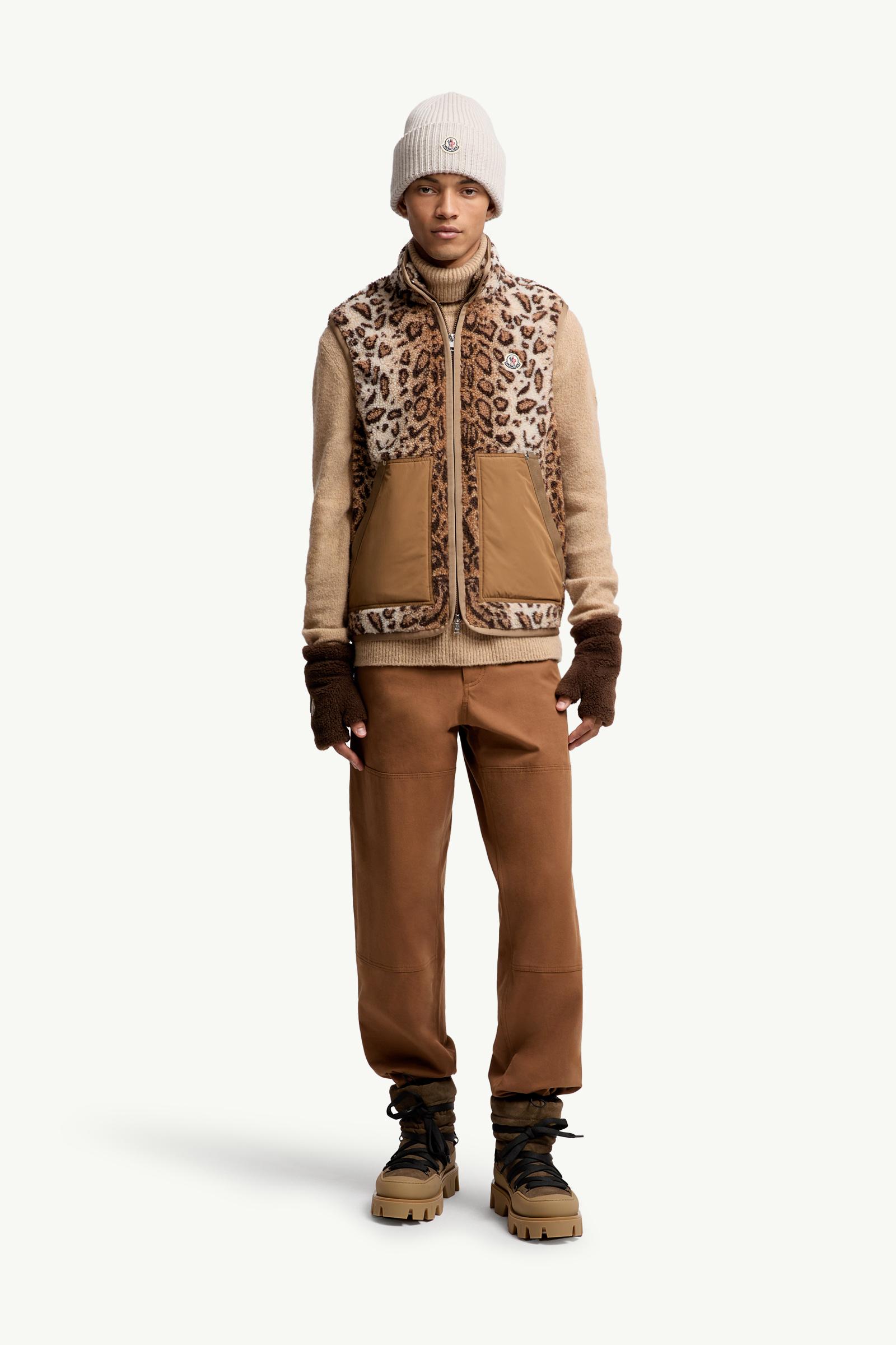 Moncler Wool Blend Teddy Zip-Up Vest Beige Beige