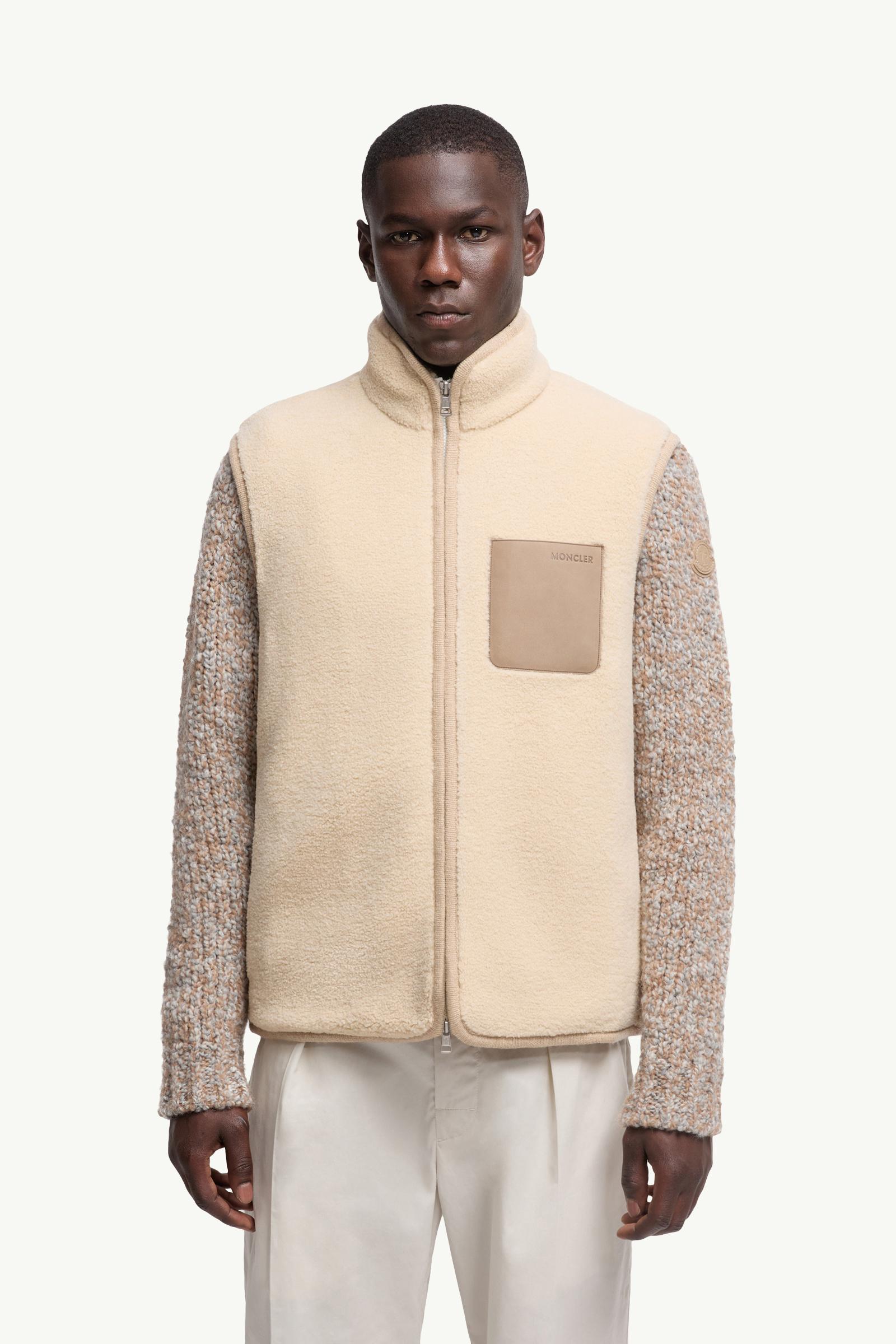 Moncler Nubuck-Trimmed Teddy Vest Beige Beige