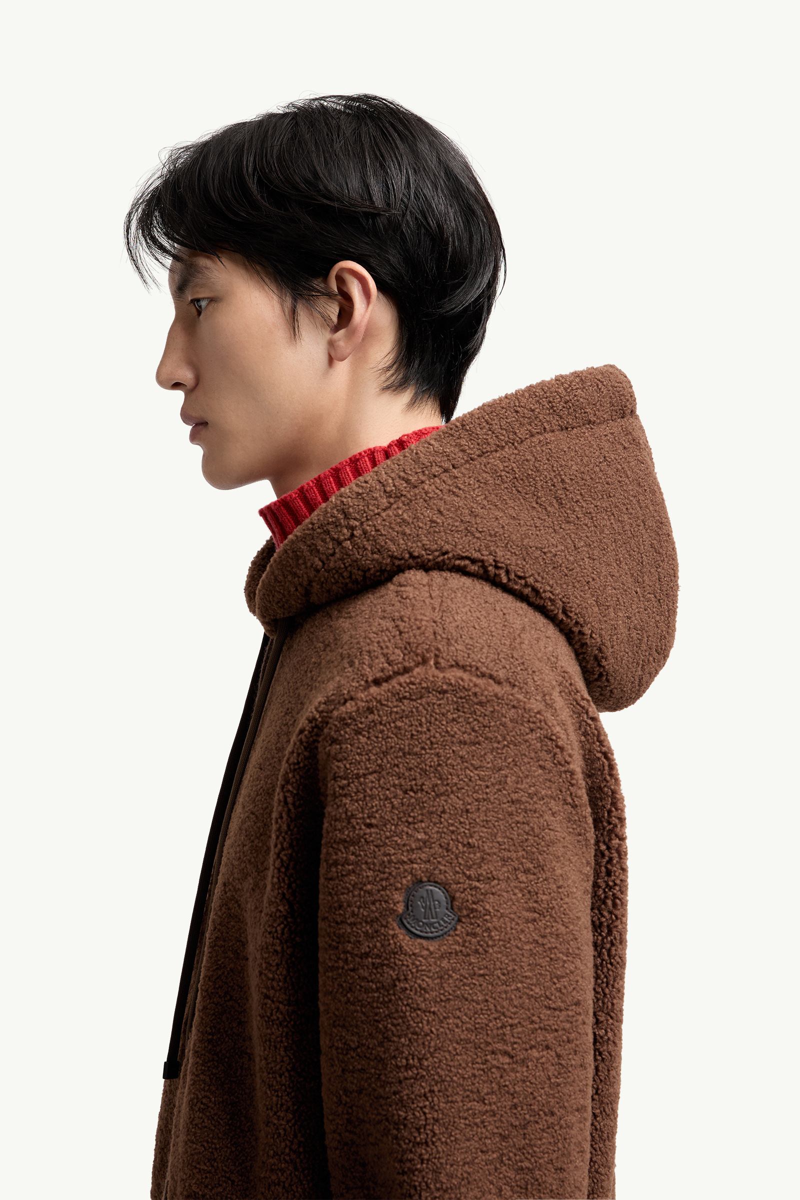 Moncler Teddy Zip-Up Hoodie Brown Brown