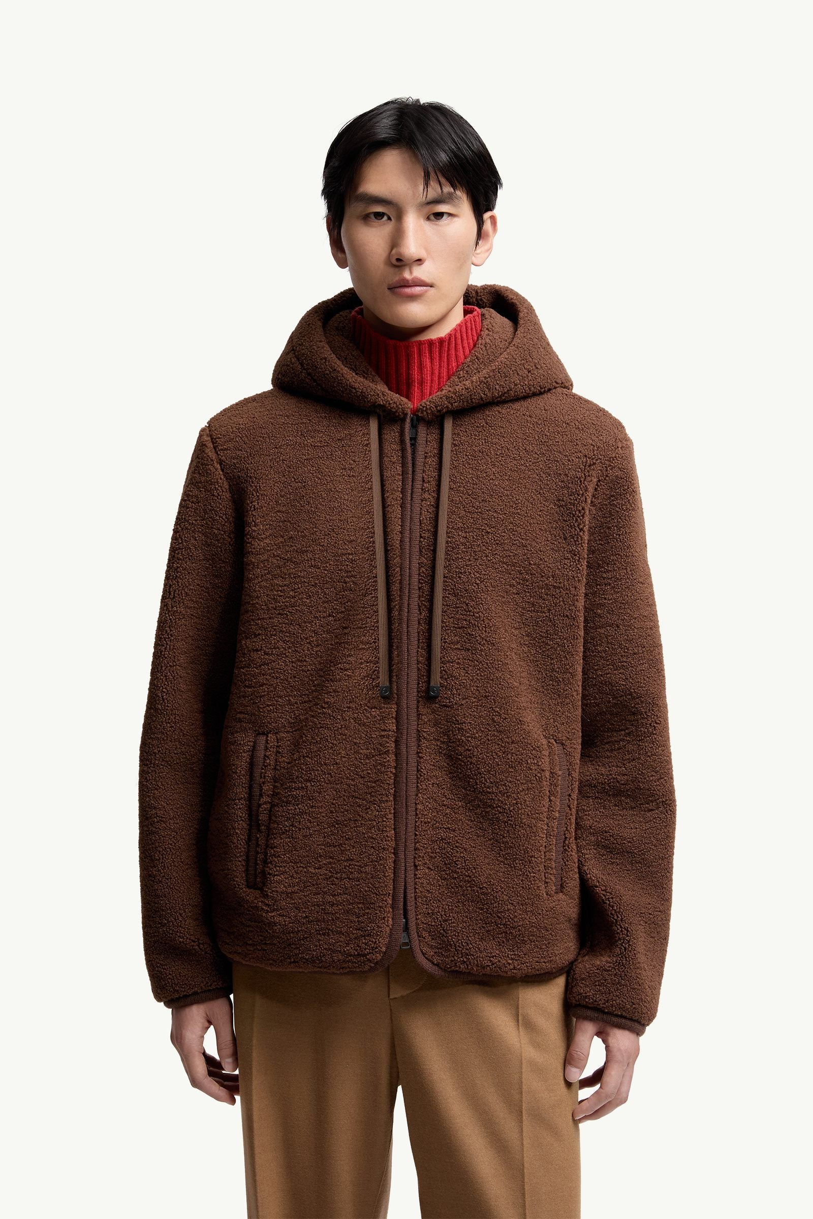 Moncler Teddy Zip-Up Hoodie Brown Brown