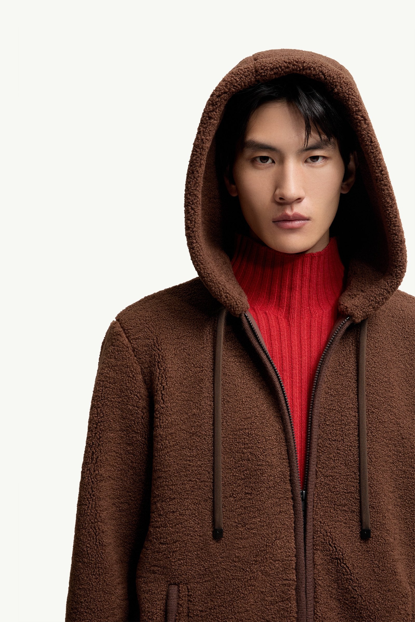 Moncler Teddy Zip-Up Hoodie Brown Brown