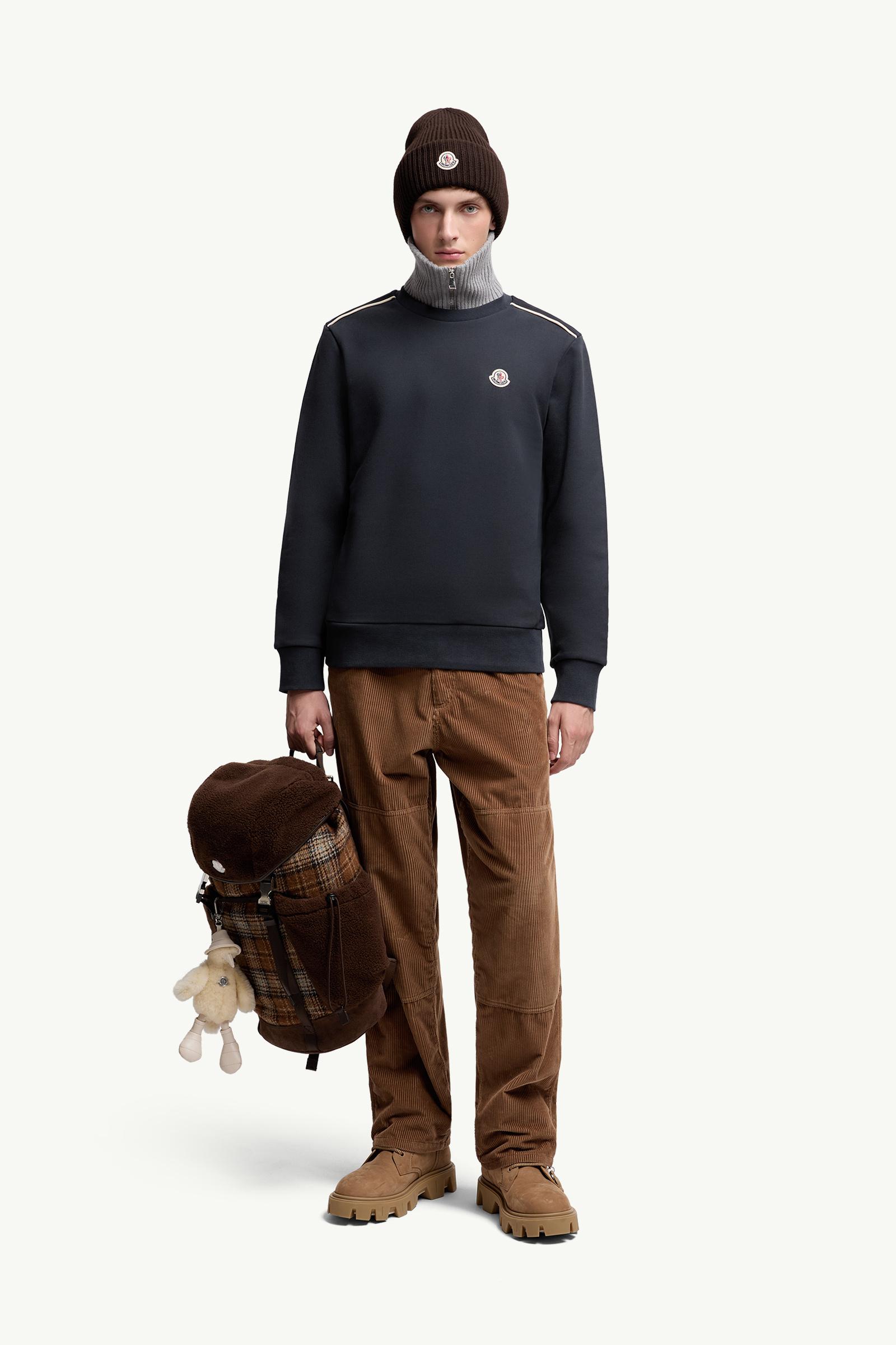 Moncler Logo Patch Cotton Sweatshirt Navy Blue Navy Blue