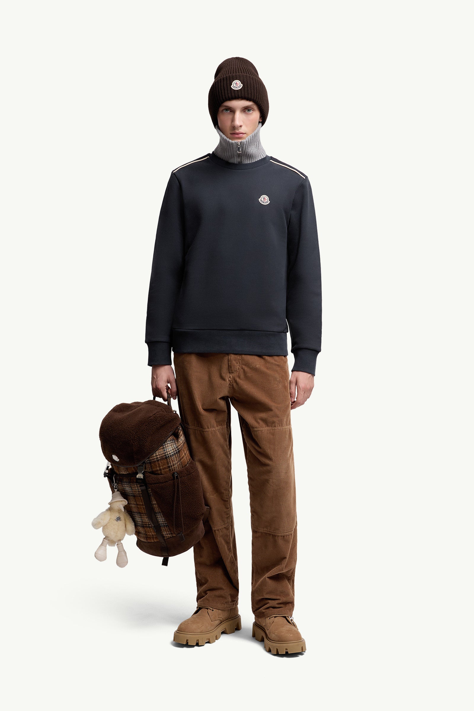 Moncler Logo Patch Cotton Sweatshirt Navy Blue Navy Blue