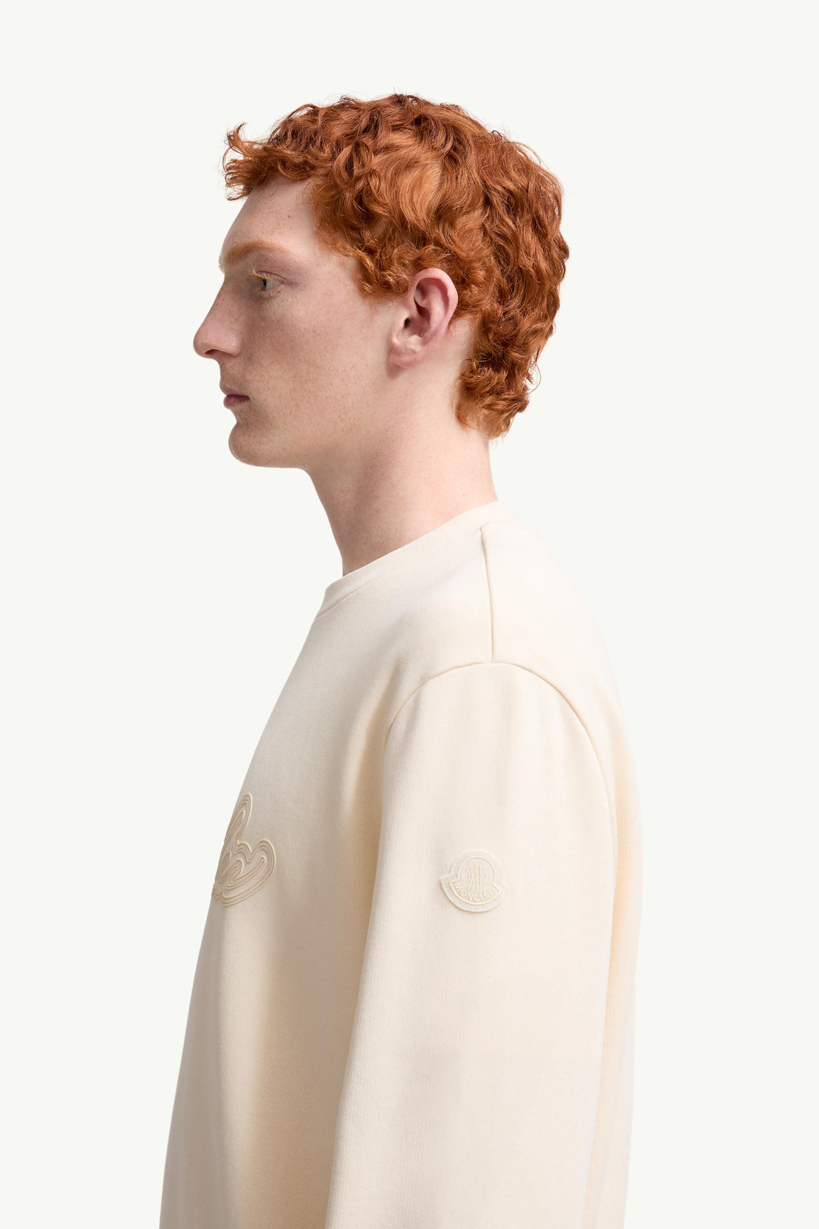 Moncler Cursive Logo Cotton Sweatshirt White White
