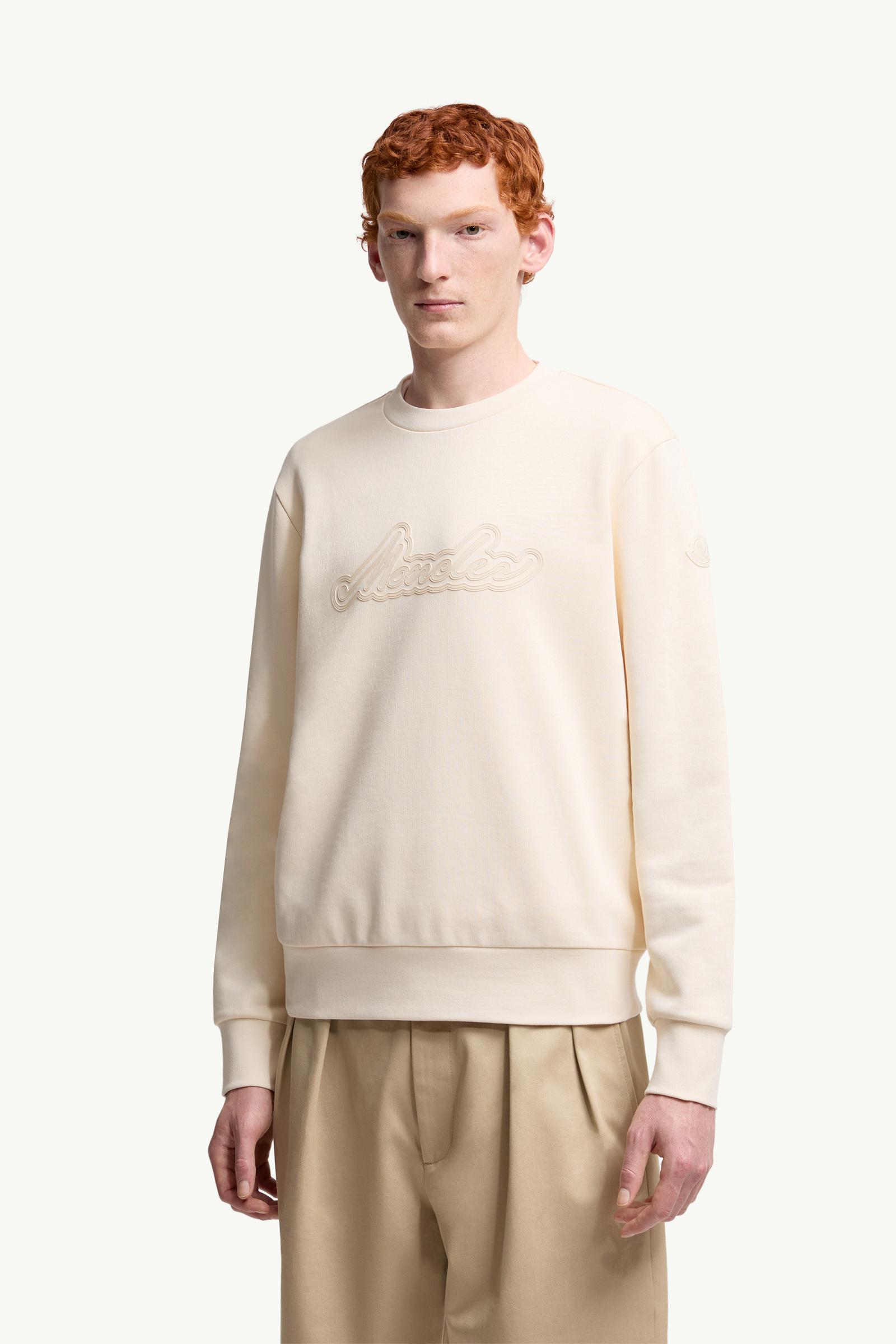 Moncler Cursive Logo Cotton Sweatshirt White White