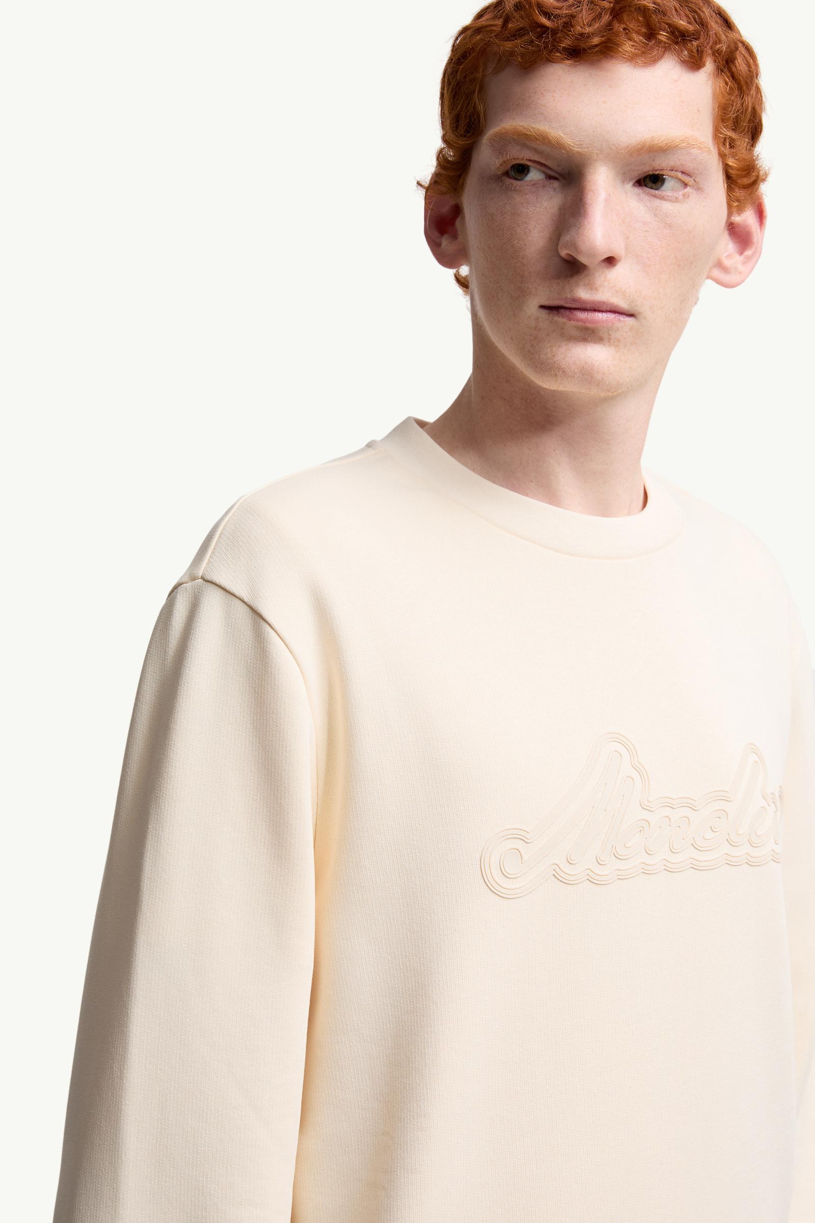 Moncler Cursive Logo Cotton Sweatshirt White White