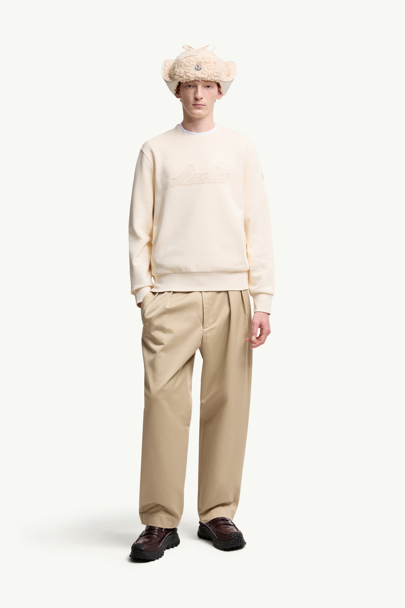 Moncler Cursive Logo Cotton Sweatshirt White White