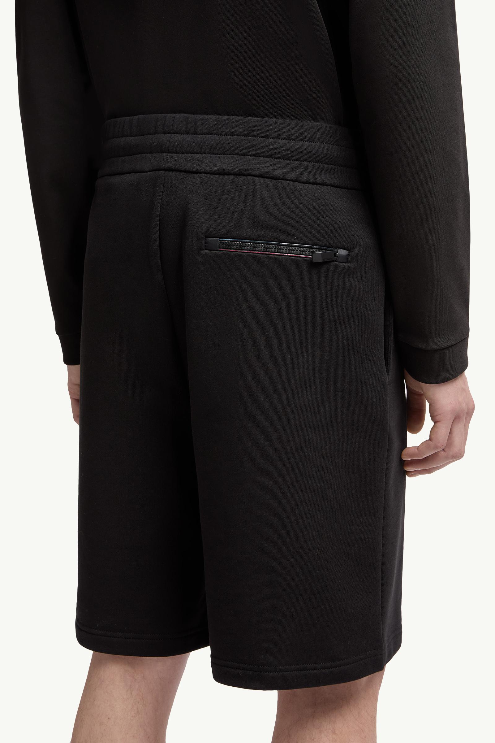 Moncler Logo Patch Cotton Shorts Black Black
