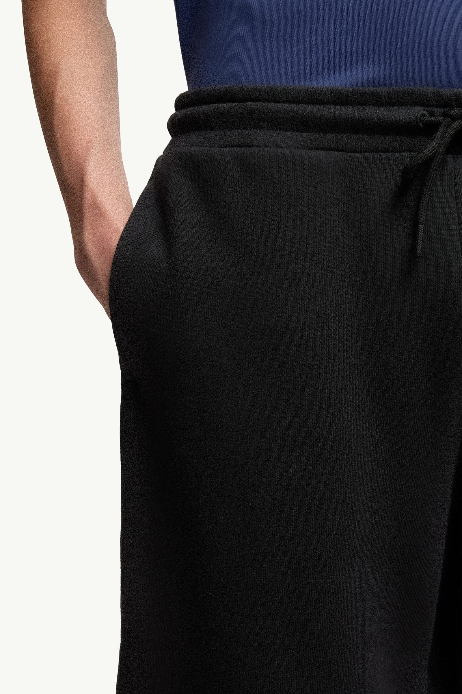 Moncler Logo Patch Cotton Shorts Black Black