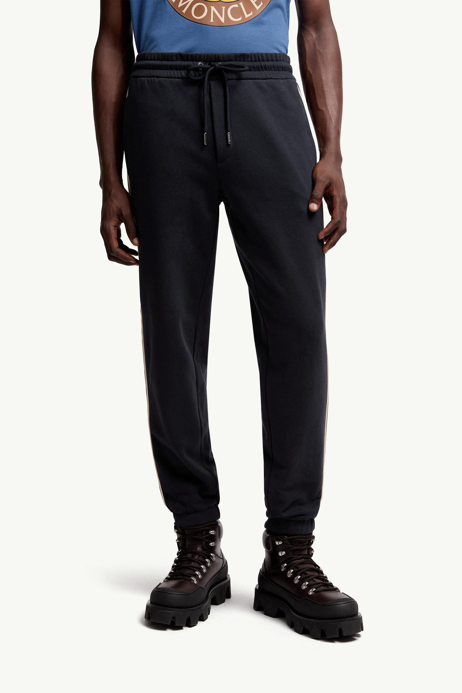 Moncler Stripe-Trimmed Cotton Sweatpants Navy Blue Navy Blue