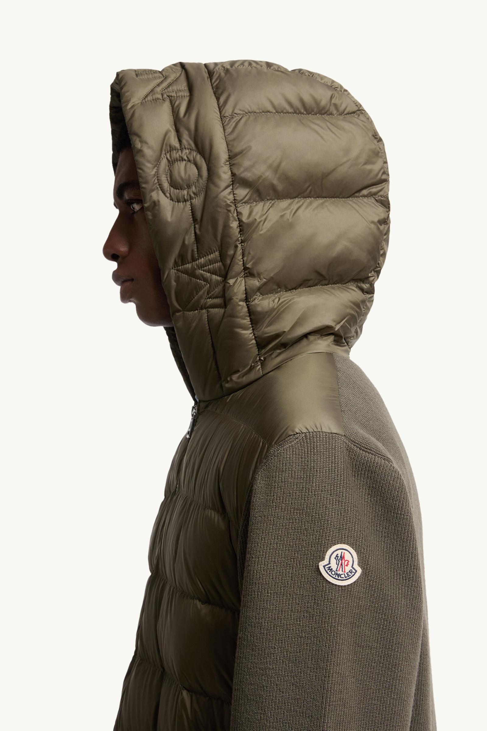 Moncler Padded Wool Zip-Up Hoodie Olive Green Olive Green
