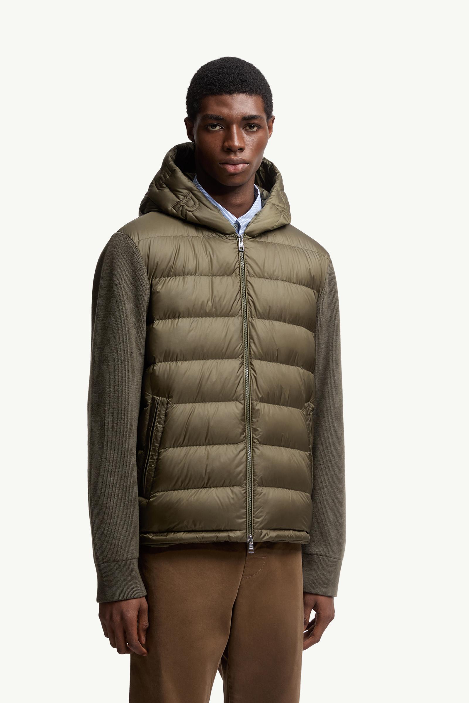 Moncler Padded Wool Zip-Up Hoodie Olive Green Olive Green