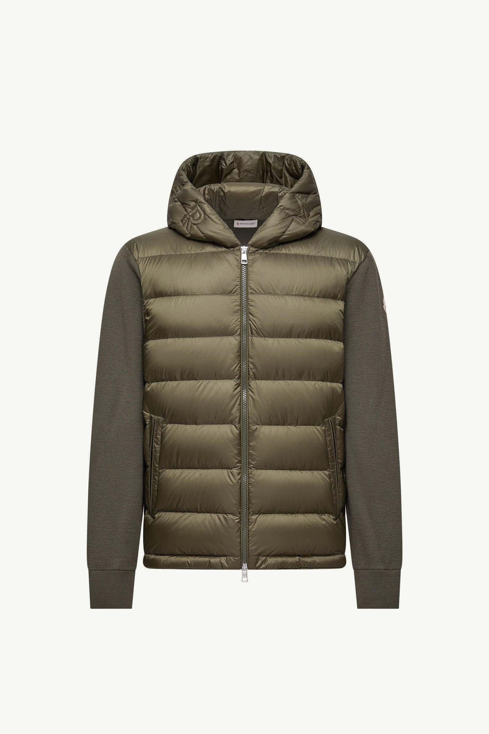 Moncler Padded Wool Zip-Up Hoodie Olive Green Olive Green