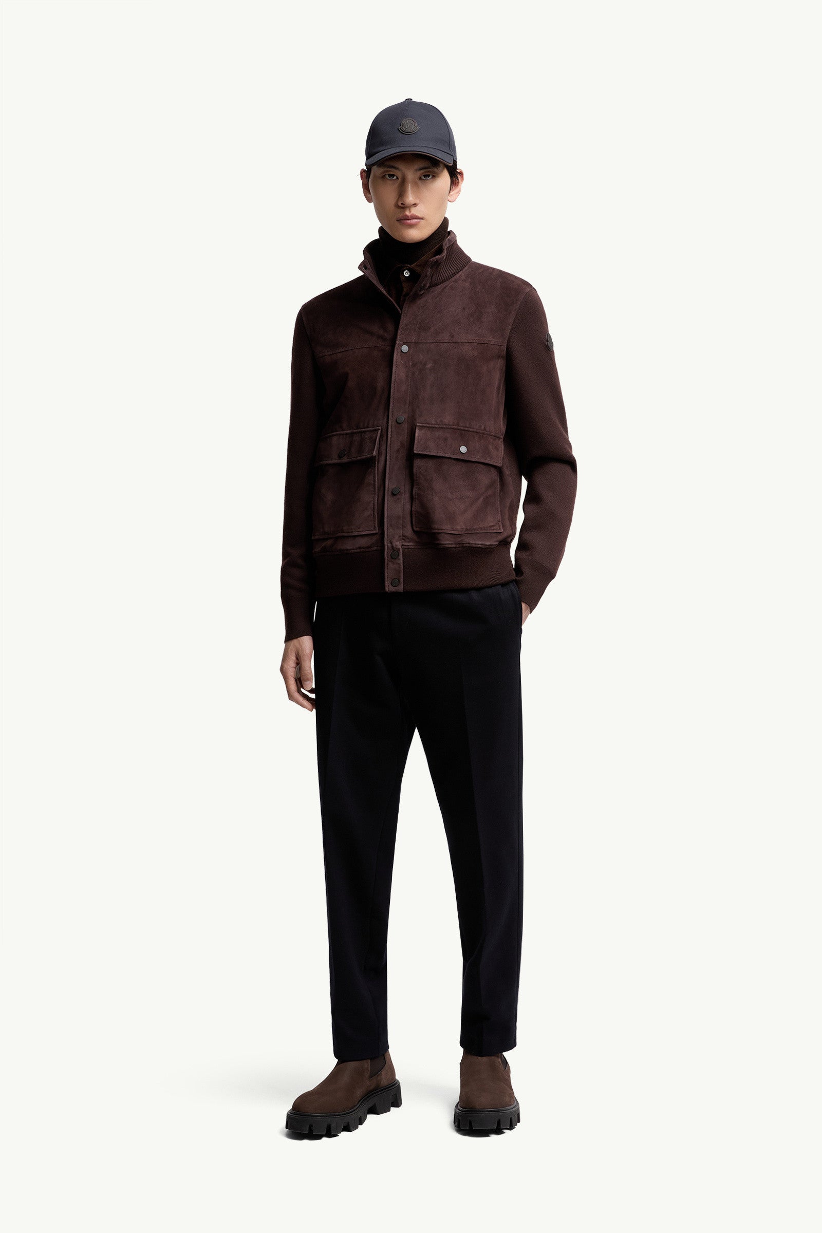 Moncler Wool & Suede Cardigan Brown Brown