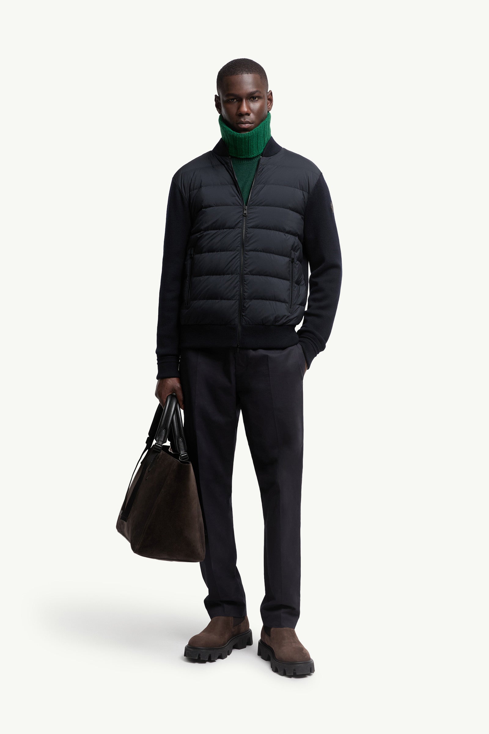 Moncler Padded Wool Zip-Up Cardigan Blue Blue