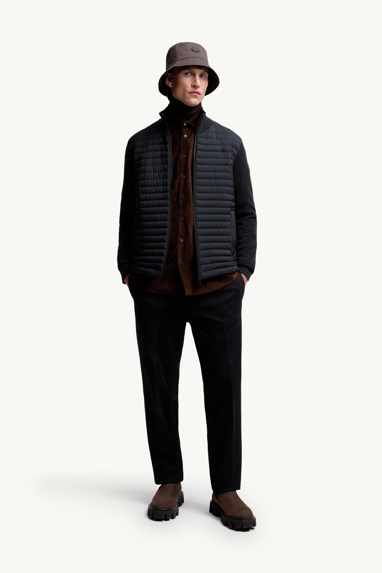 Moncler Padded Wool & Cashmere Zip-Up Cardigan Blue Blue