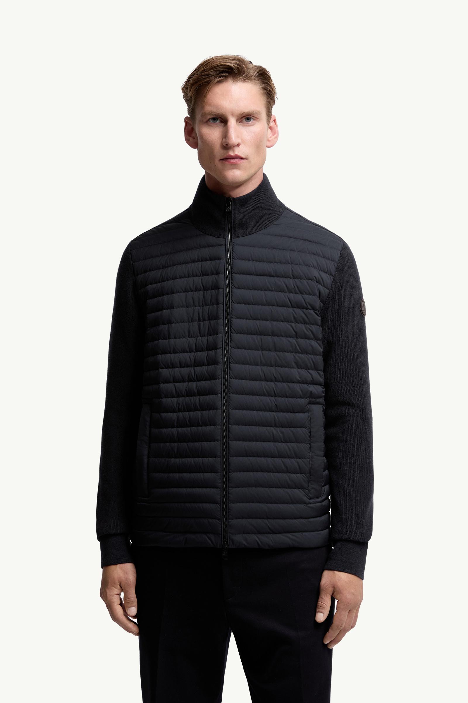 Moncler Padded Wool & Cashmere Zip-Up Cardigan Blue Blue