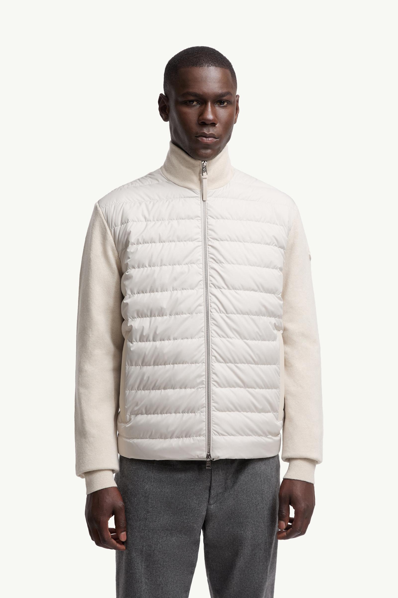 Moncler Padded Wool & Cashmere Zip-Up Cardigan White White