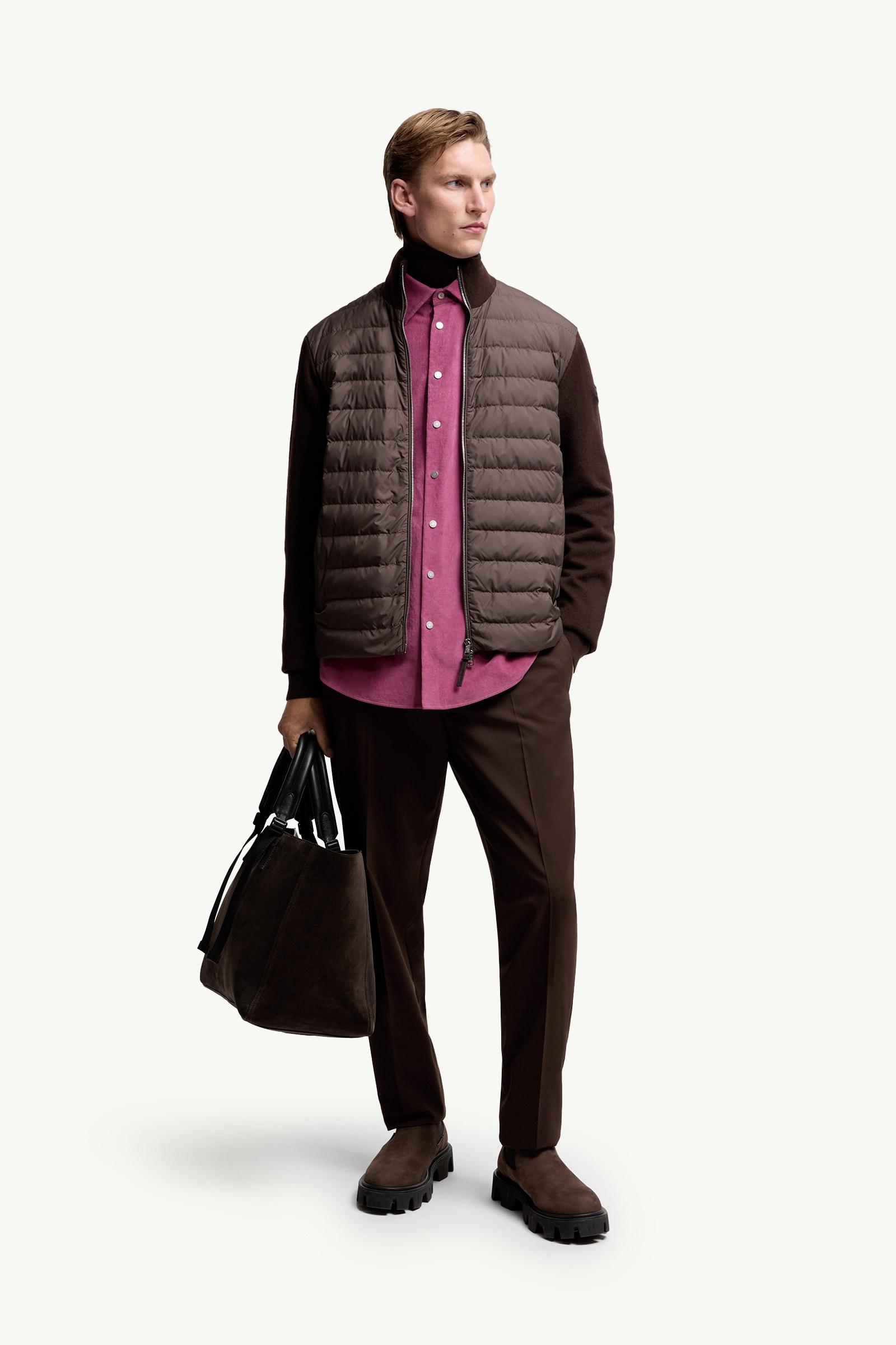 Moncler Padded Wool & Cashmere Zip-Up Cardigan Brown Brown
