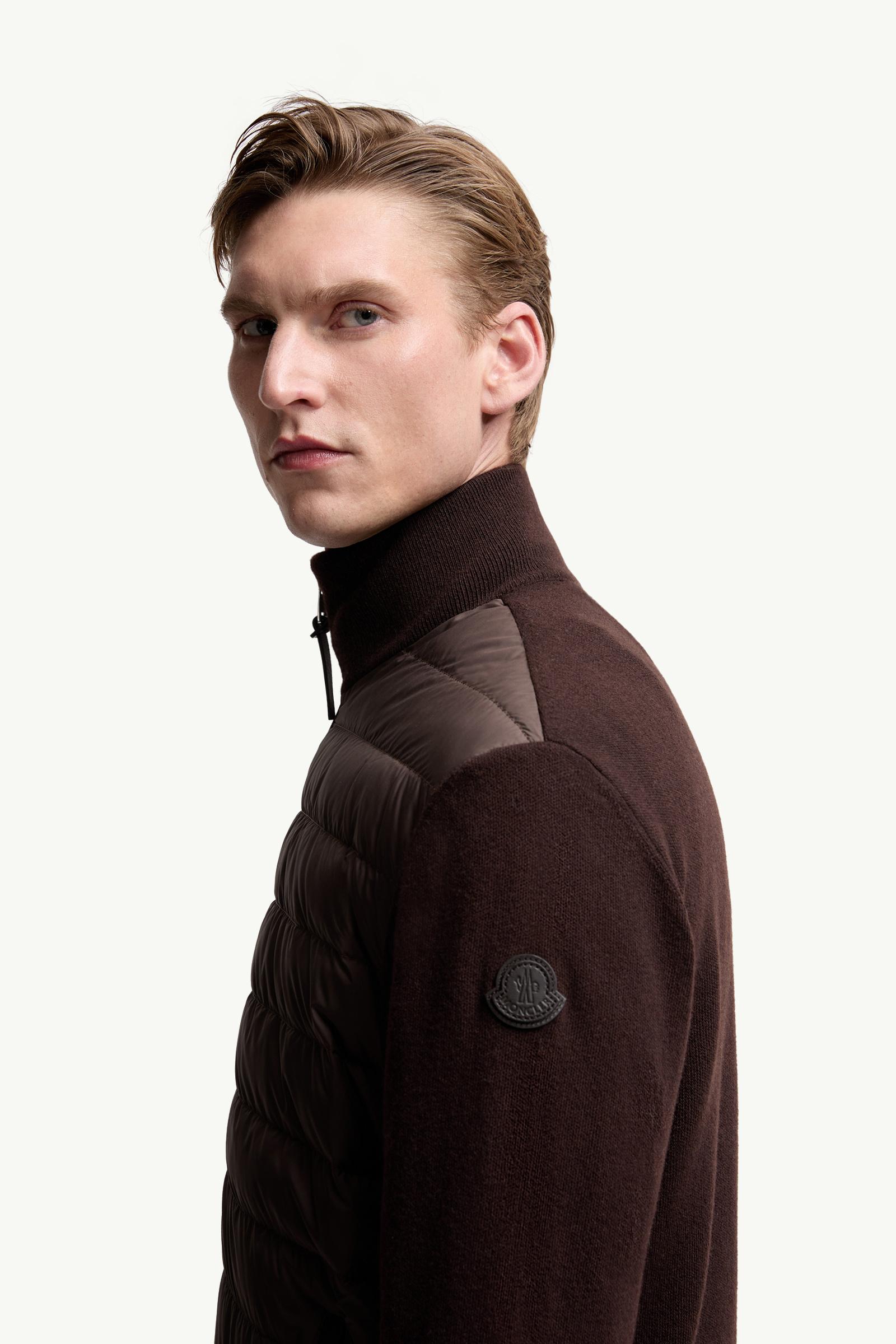 Moncler Padded Wool & Cashmere Zip-Up Cardigan Brown Brown