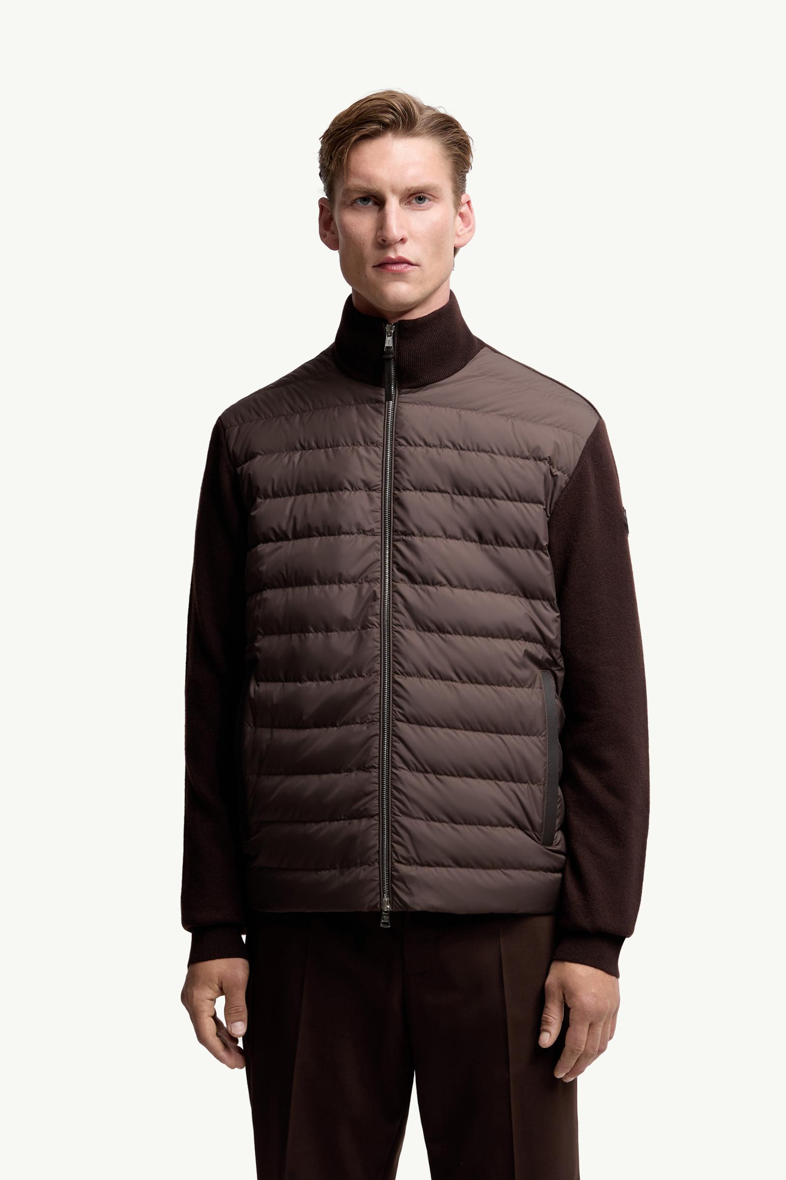Moncler Padded Wool & Cashmere Zip-Up Cardigan Brown Brown