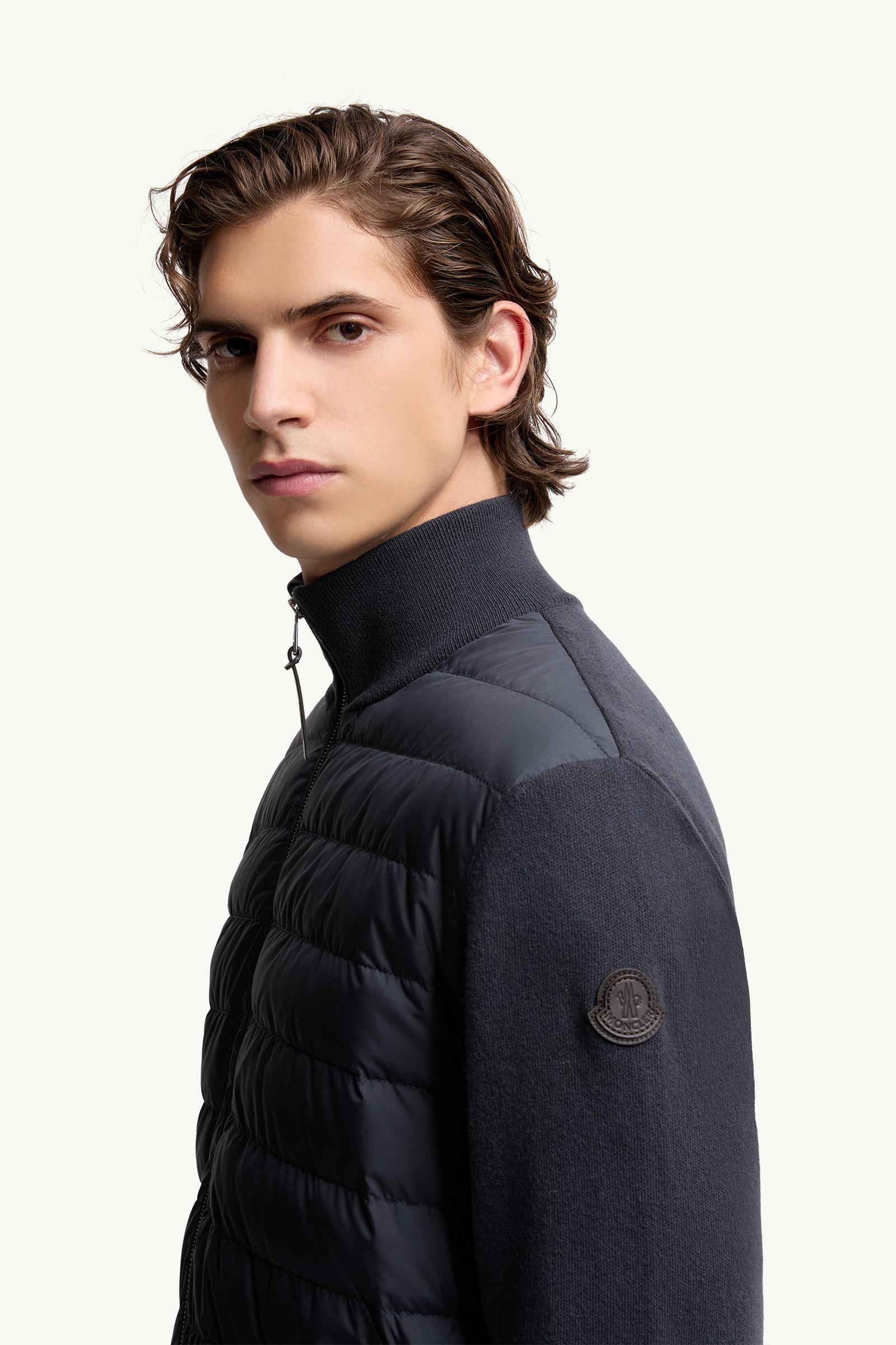 Moncler Padded Wool & Cashmere Zip-Up Cardigan Blue Blue