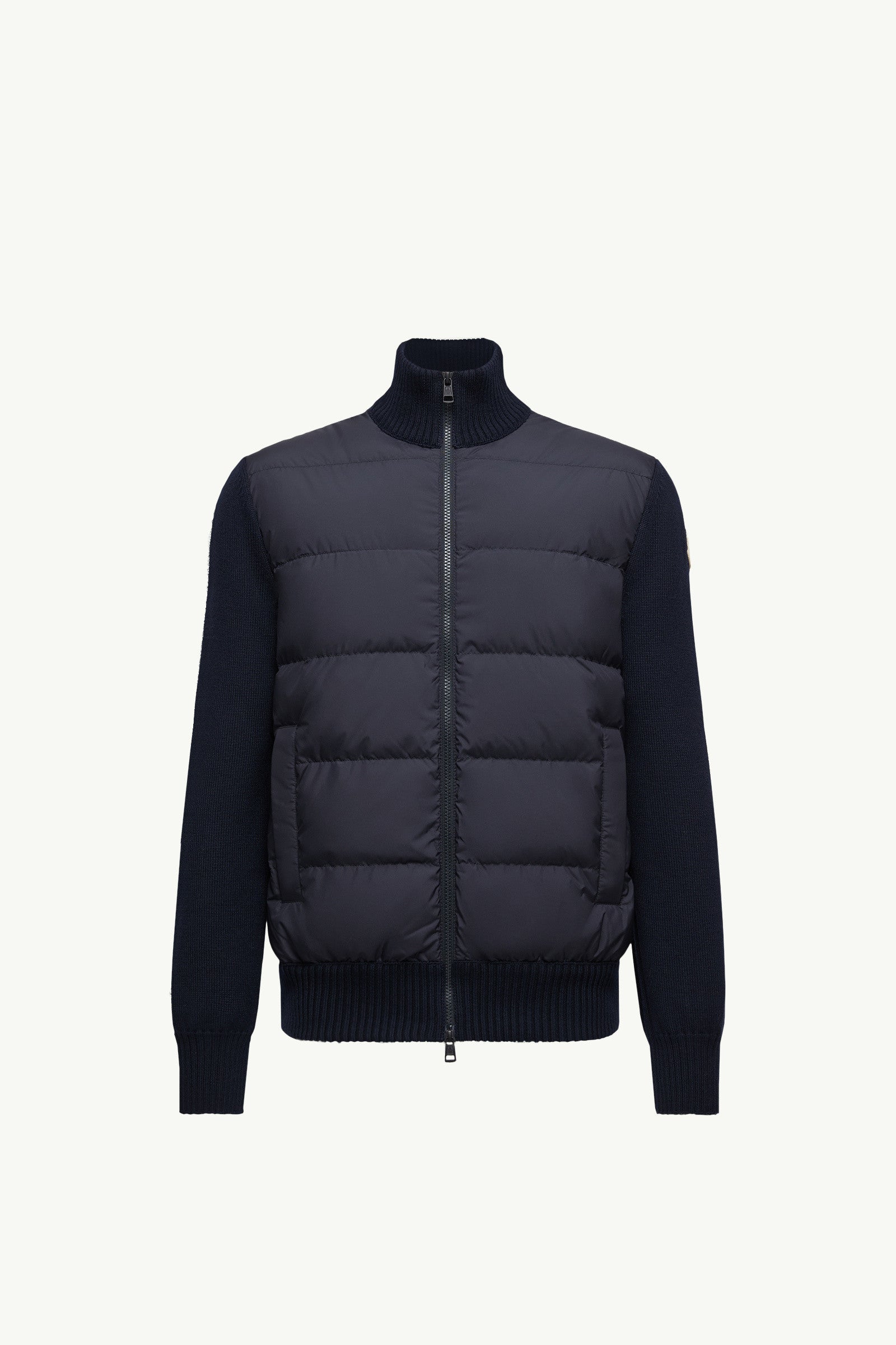 Moncler Padded Wool Zip-Up Cardigan Navy Blue Navy Blue