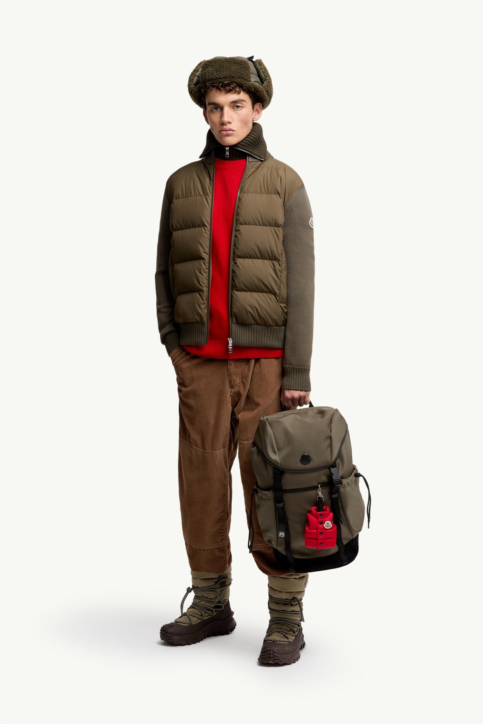 Moncler Padded Wool Zip-Up Cardigan Olive Green Olive Green