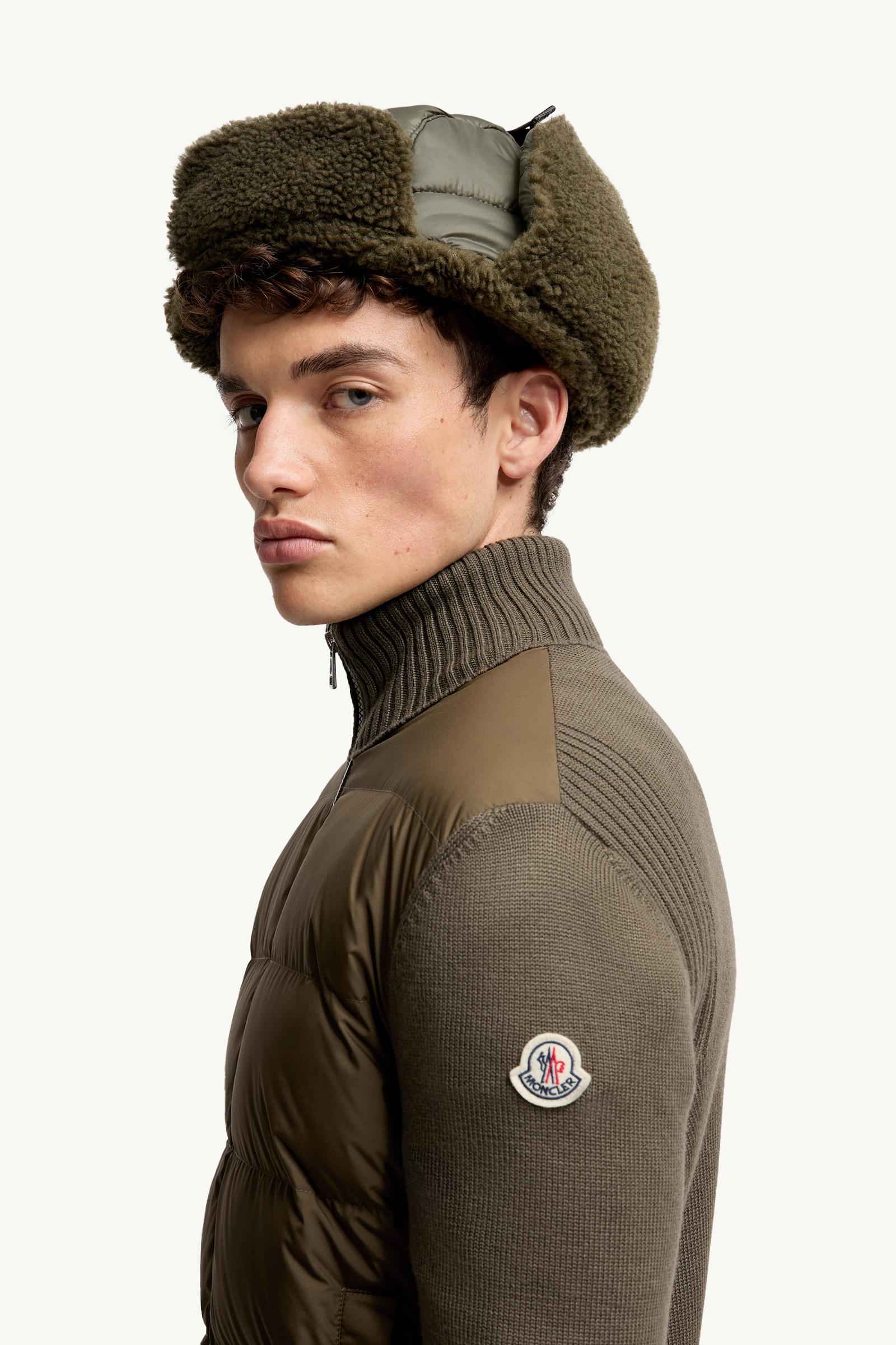 Moncler Padded Wool Zip-Up Cardigan Olive Green Olive Green