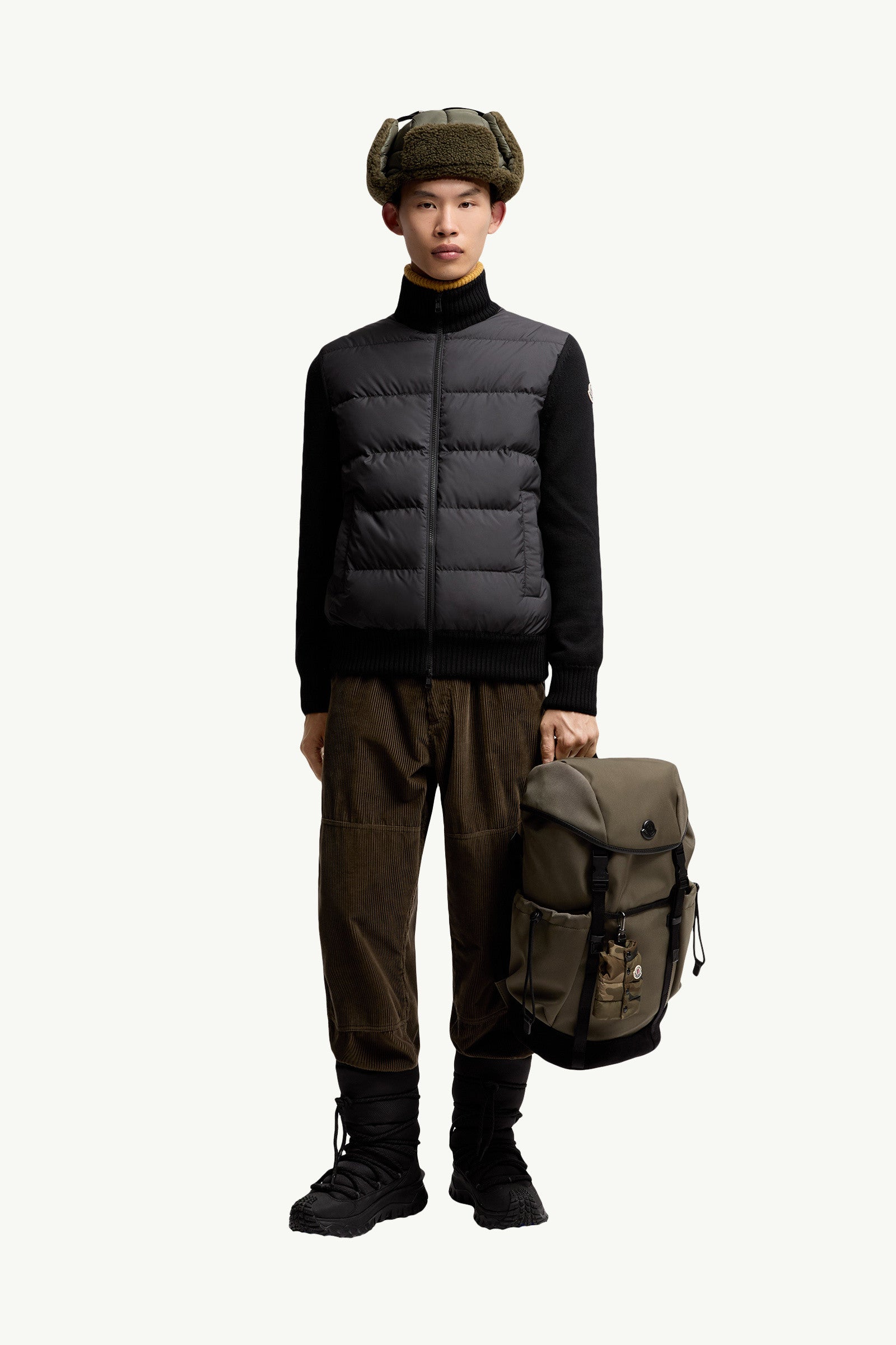 Moncler Padded Wool Zip-Up Cardigan Black Black