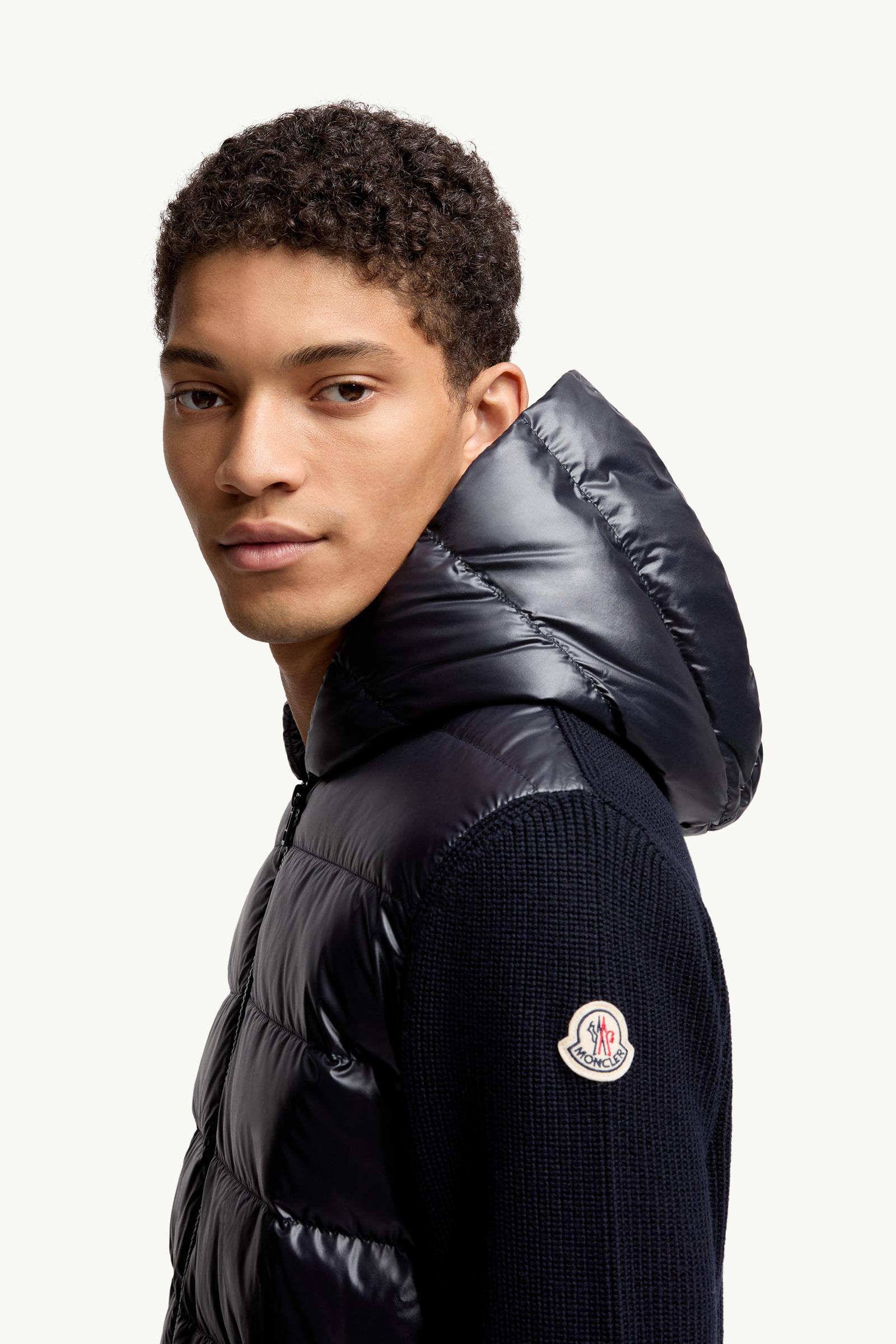 Moncler Padded Wool Zip-Up Hoodie Navy Blue Navy Blue