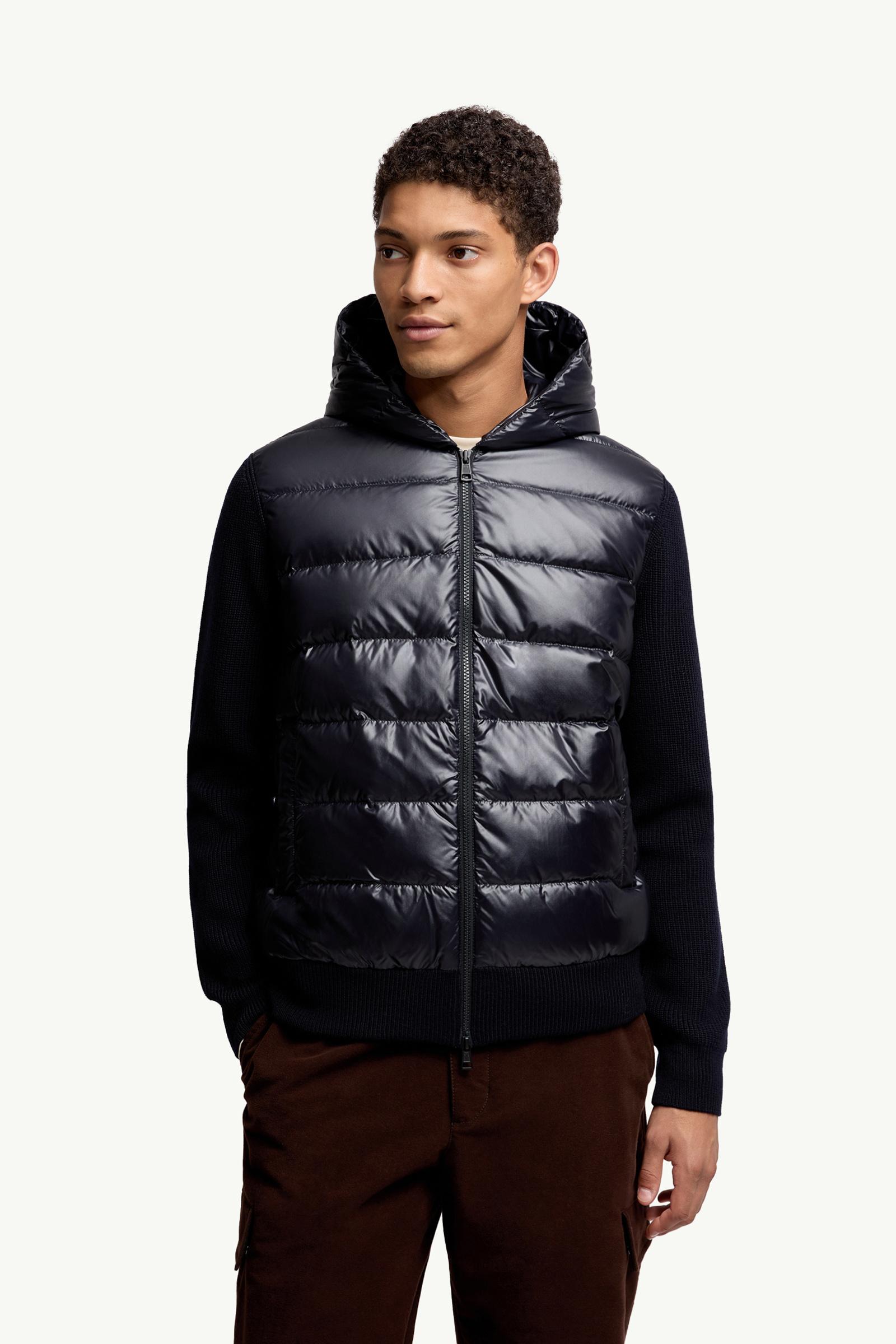 Moncler Padded Wool Zip-Up Hoodie Navy Blue Navy Blue