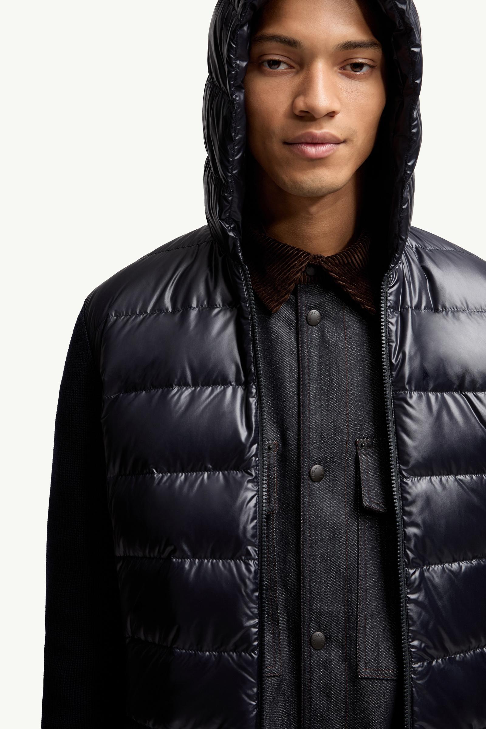 Moncler Padded Wool Zip-Up Hoodie Navy Blue Navy Blue