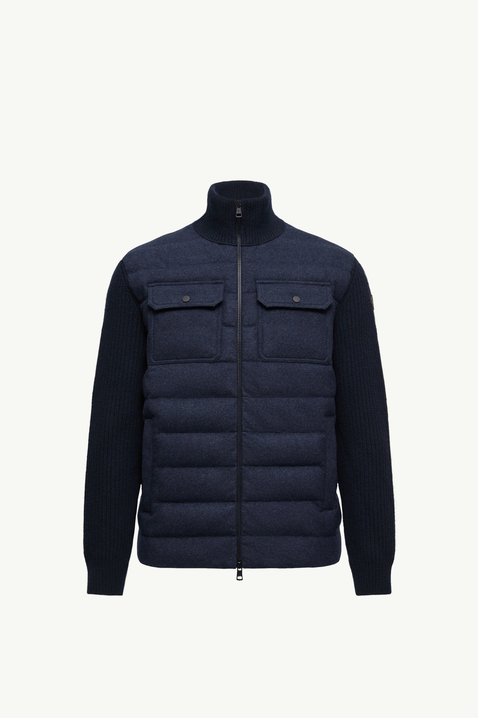 Moncler Padded Wool Zip-Up Cardigan Navy Blue Navy Blue