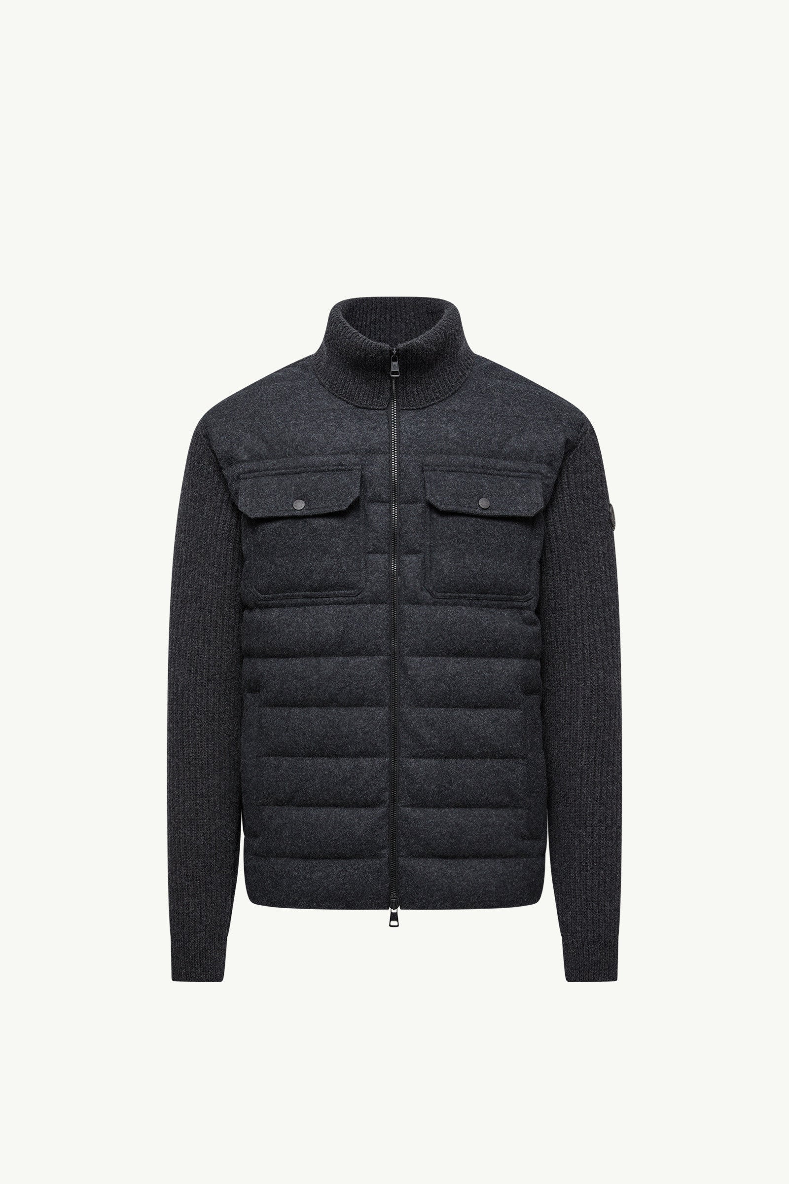 Moncler Padded Wool Zip-Up Cardigan Dark Grey Dark Grey