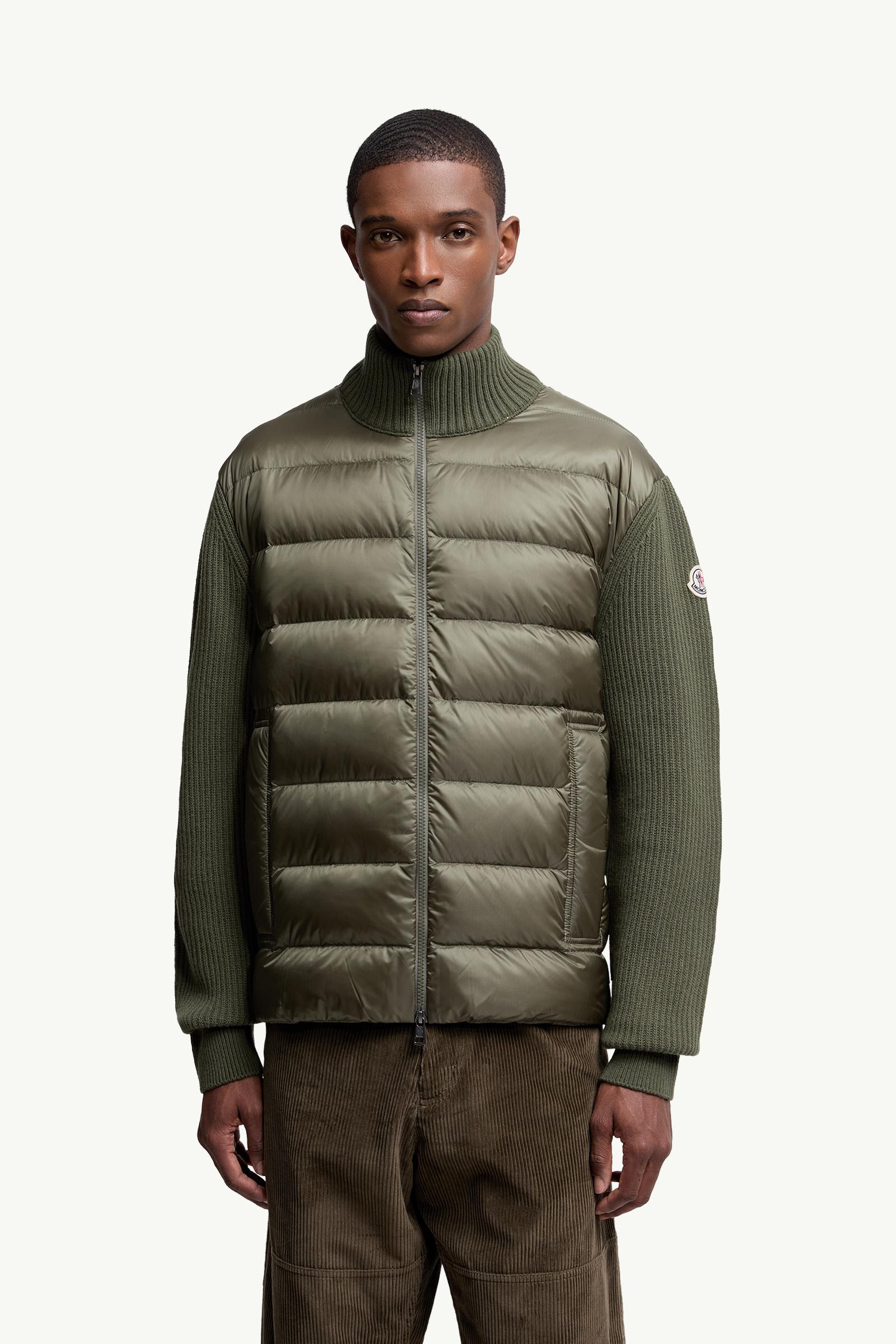 Moncler Padded Wool & Cashmere Zip-Up Cardigan Olive Green Olive Green