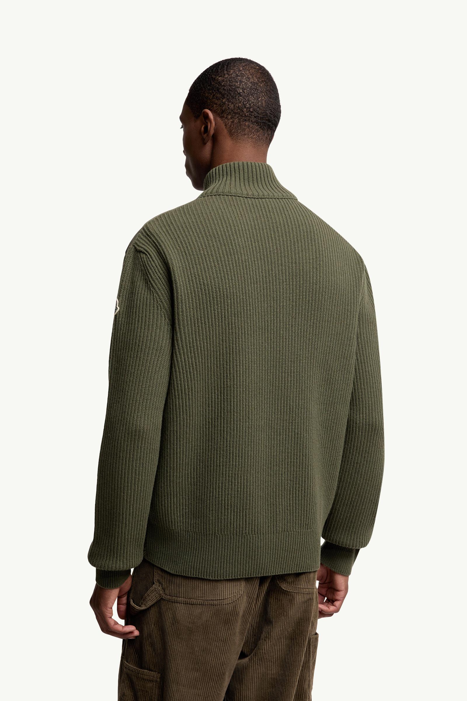 Moncler Padded Wool & Cashmere Zip-Up Cardigan Olive Green Olive Green