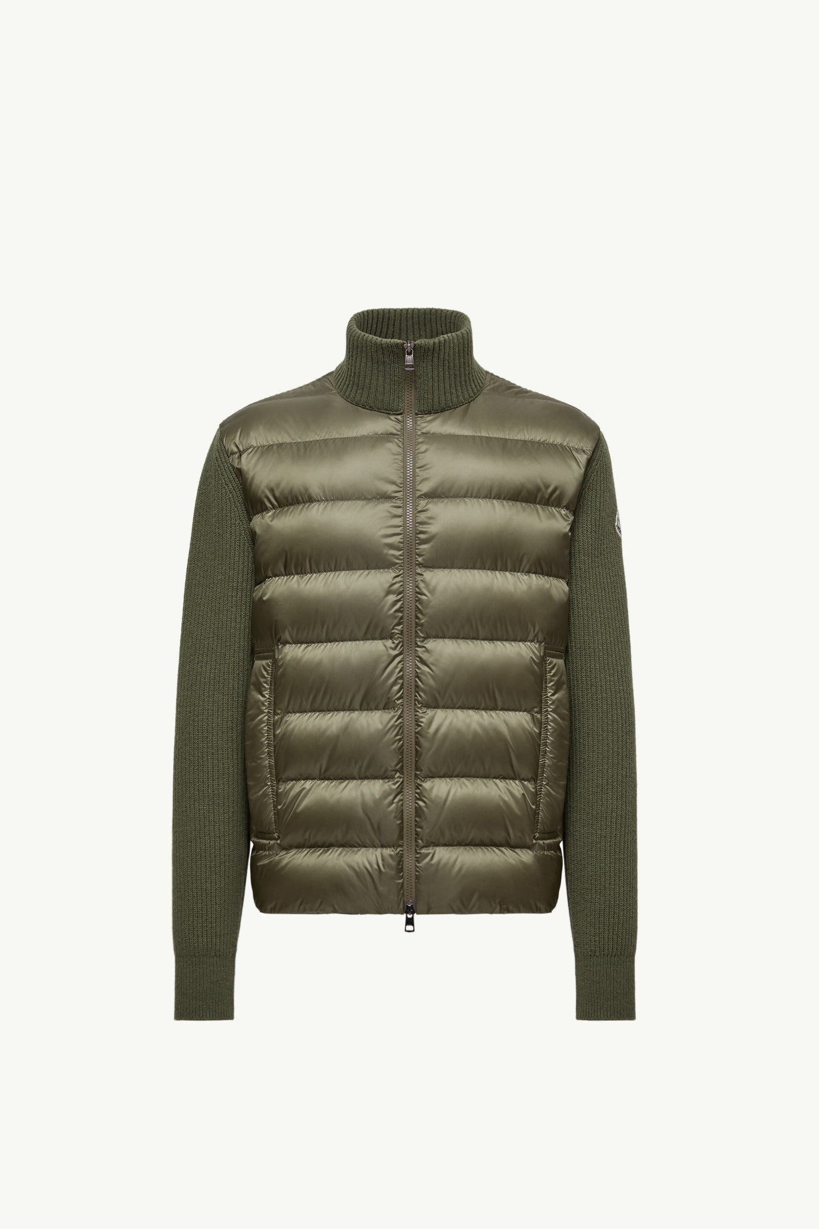 Moncler Padded Wool & Cashmere Zip-Up Cardigan Olive Green Olive Green